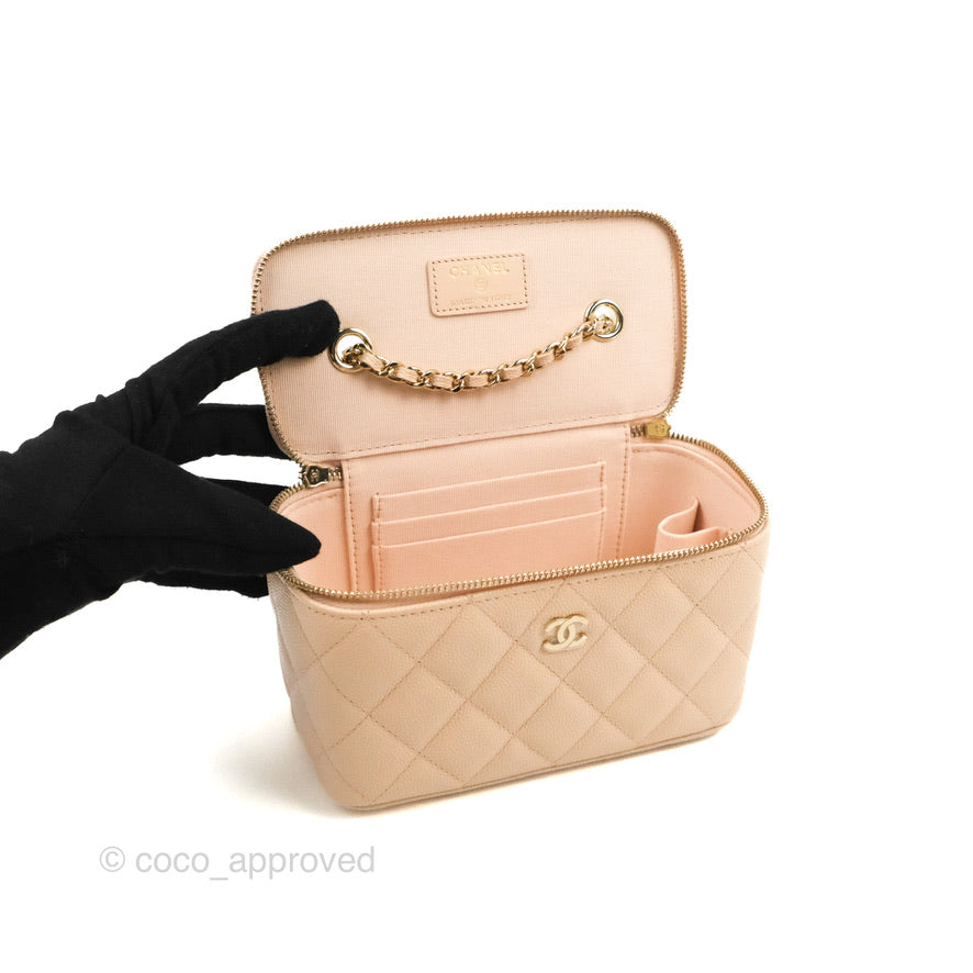 Chanel Classic Vanity with Chain Light Pink Caviar Gold Hardware