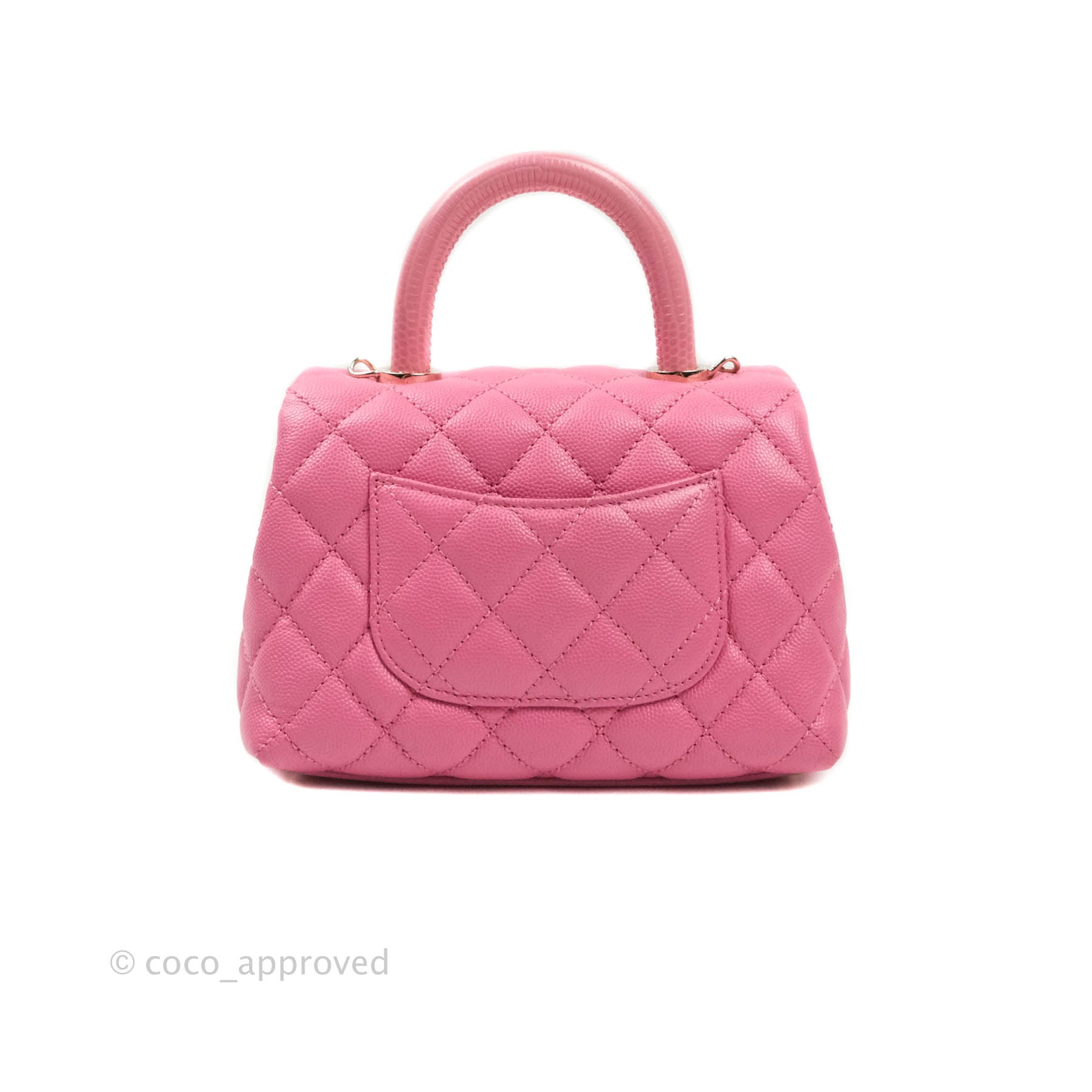 CHANEL Caviar Quilted Extra Mini Coco Handle Flap Pink