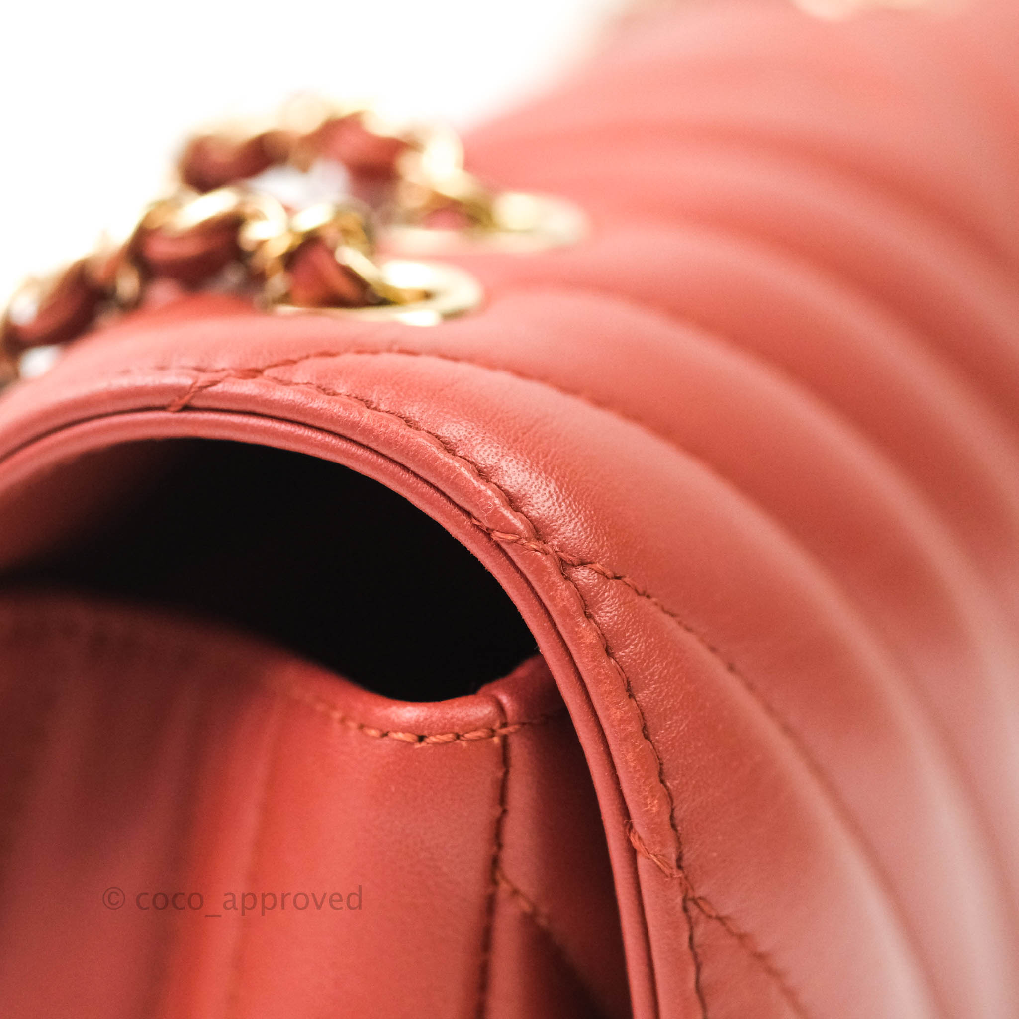 CHANEL Red Chevron Envelope Flap Shoulder Bag Calfskin Leather