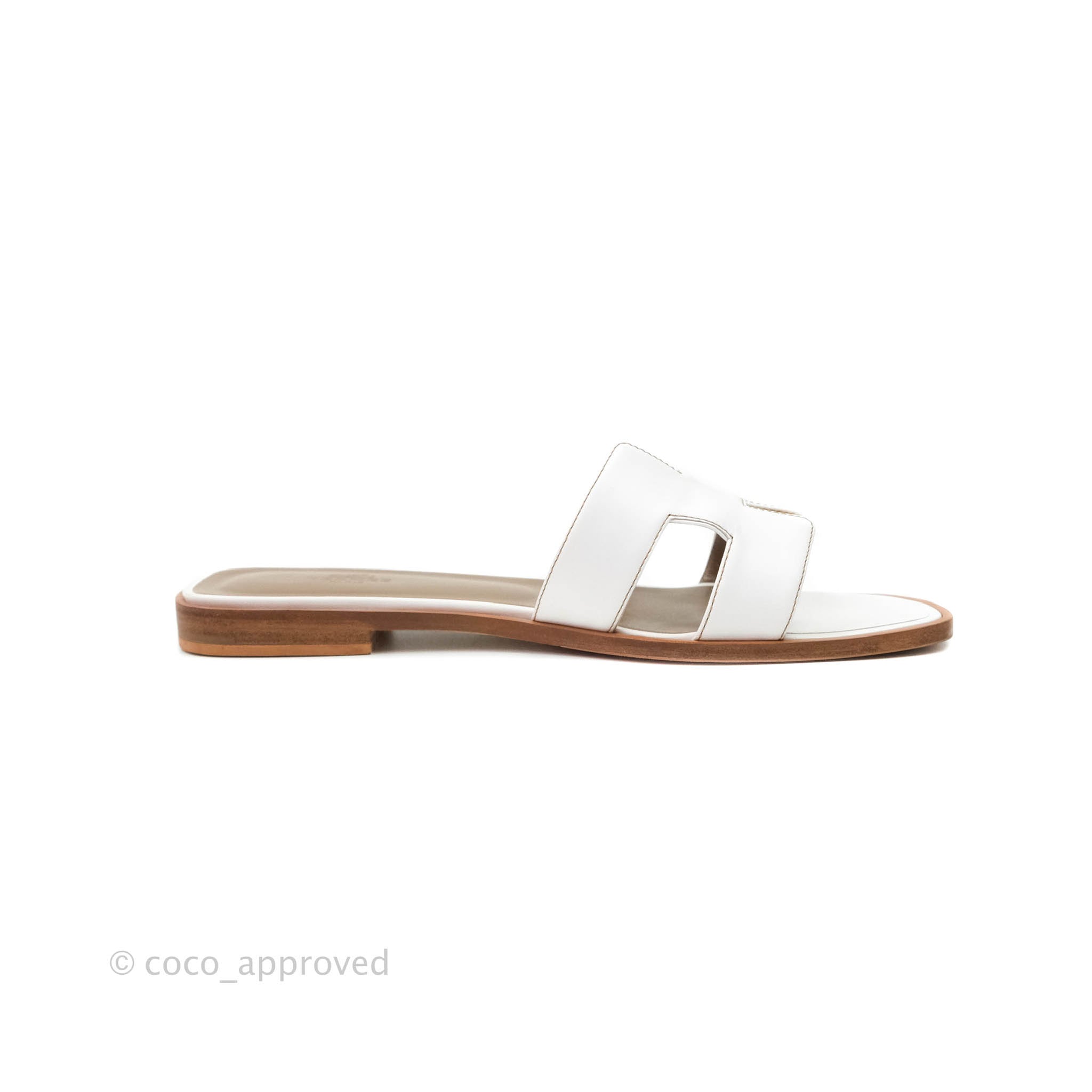 Hermes Oran Sandals in White Size 39.5 Coco Approved Studio