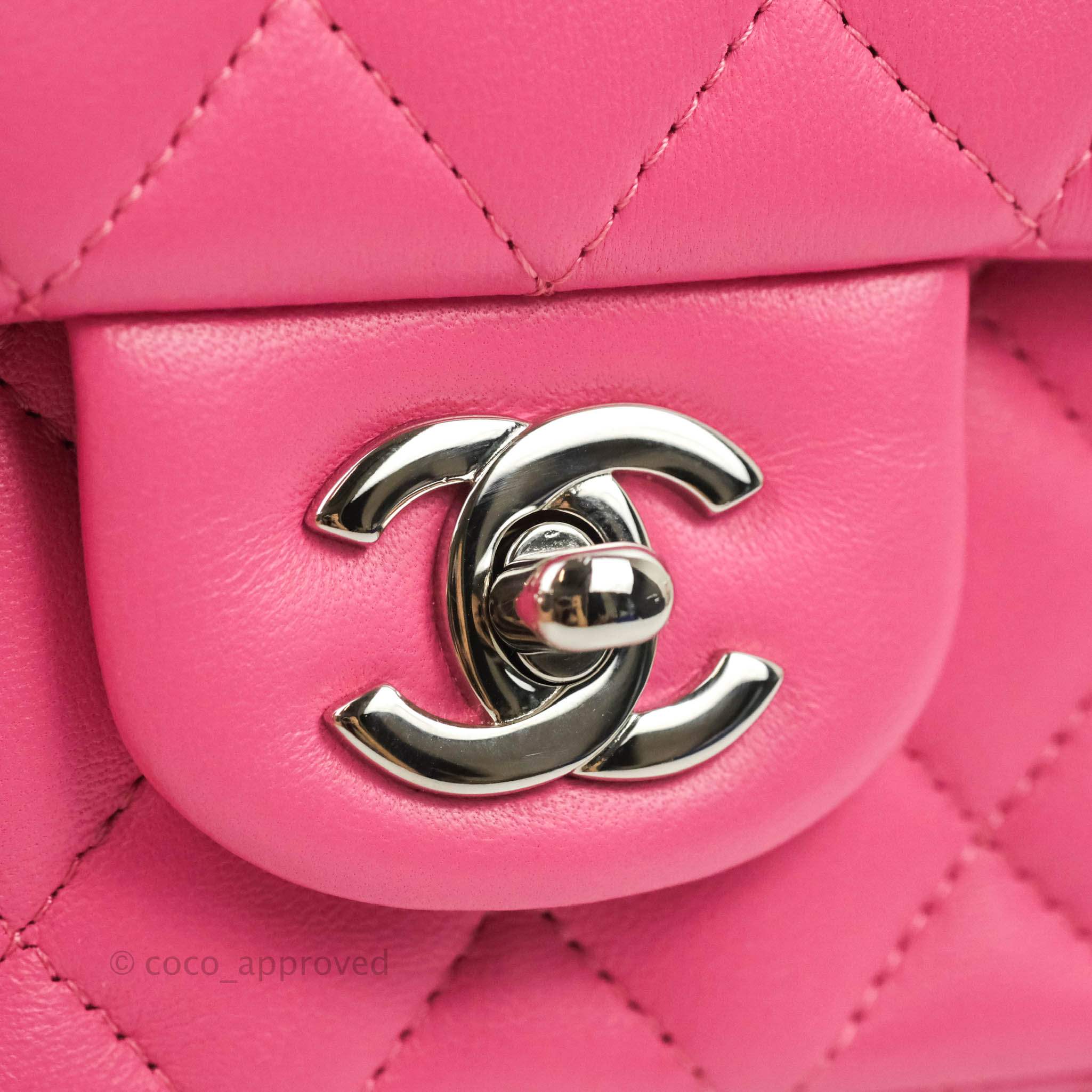 CHANEL Lambskin Quilted Mini Square Flap Pink 1258056