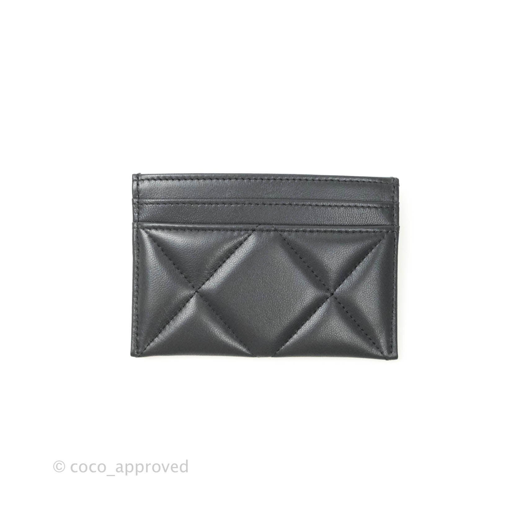 CHANEL business card case coco mark Womens card case A11837 black x gold  hardware Leather ref.222750 - Joli Closet