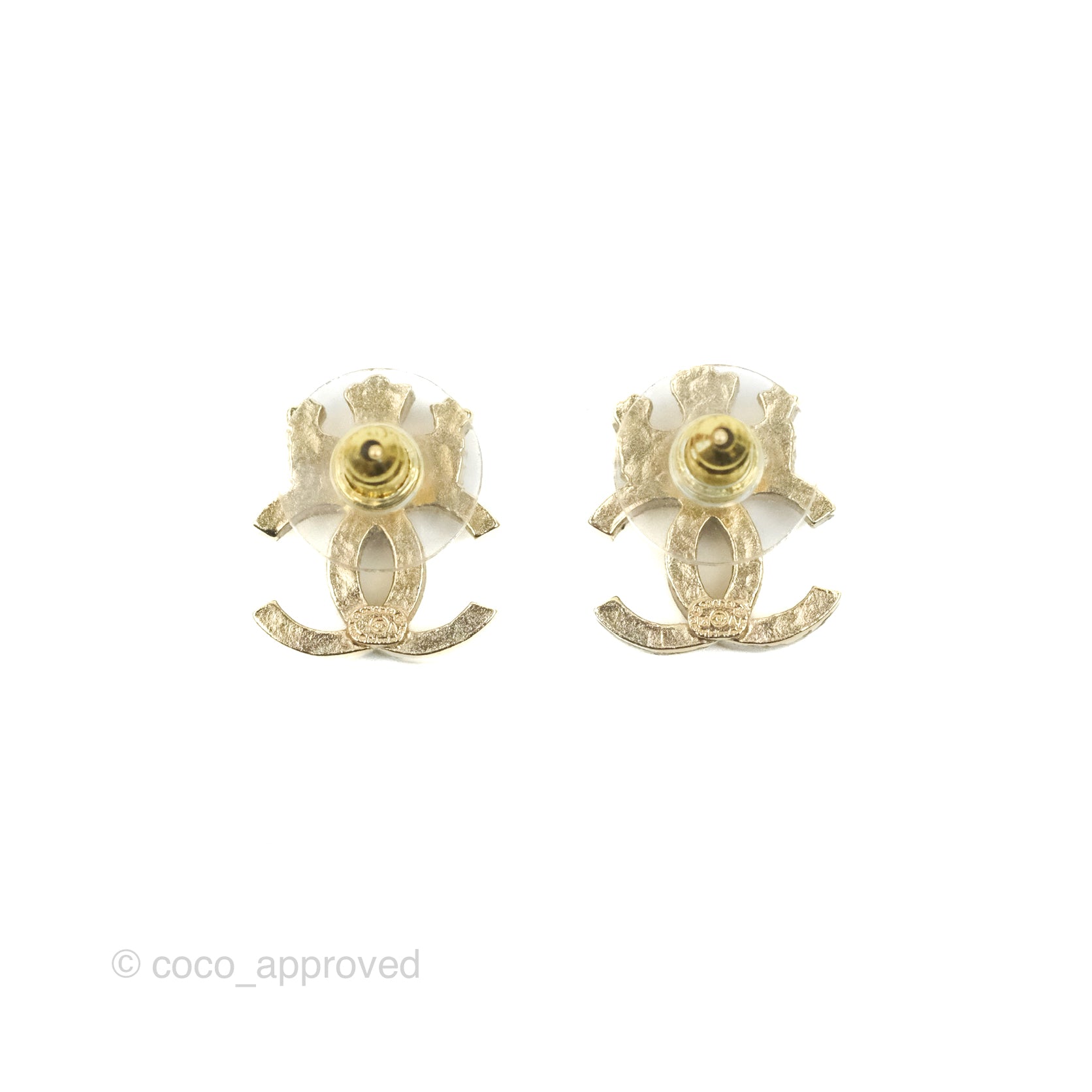 Chanel CC Crystal Crown Earrings Gold 21A – Coco Approved Studio