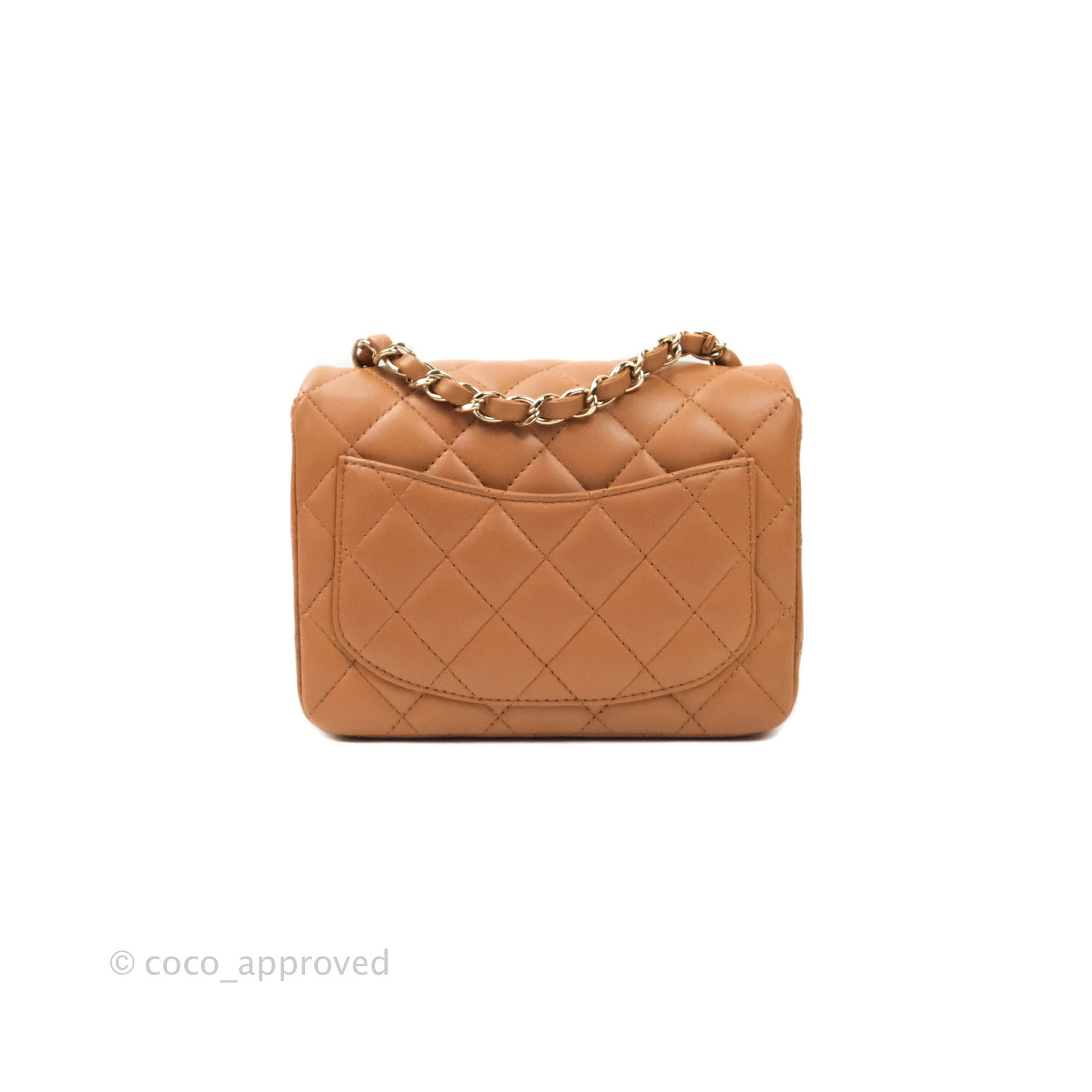 Chanel Classic Quilted Mini Square Caramel Dark Beige Lambskin Gold Ha –  Coco Approved Studio