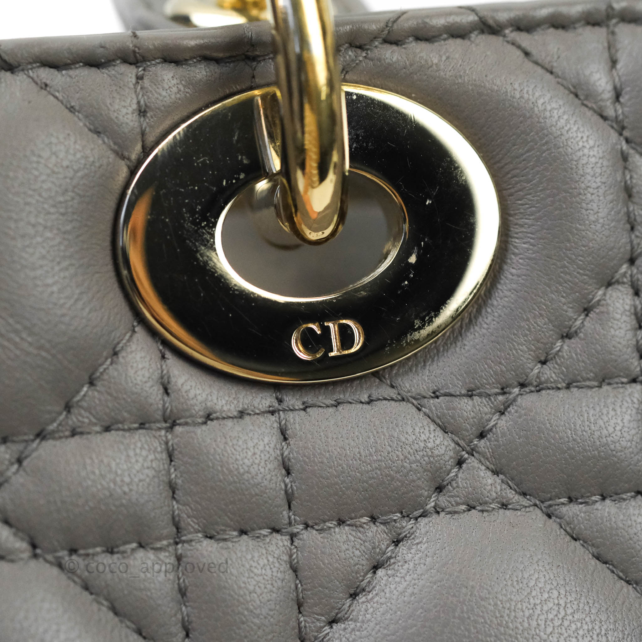 Medium Lady Dior Bag Stone Gray Cannage Lambskin