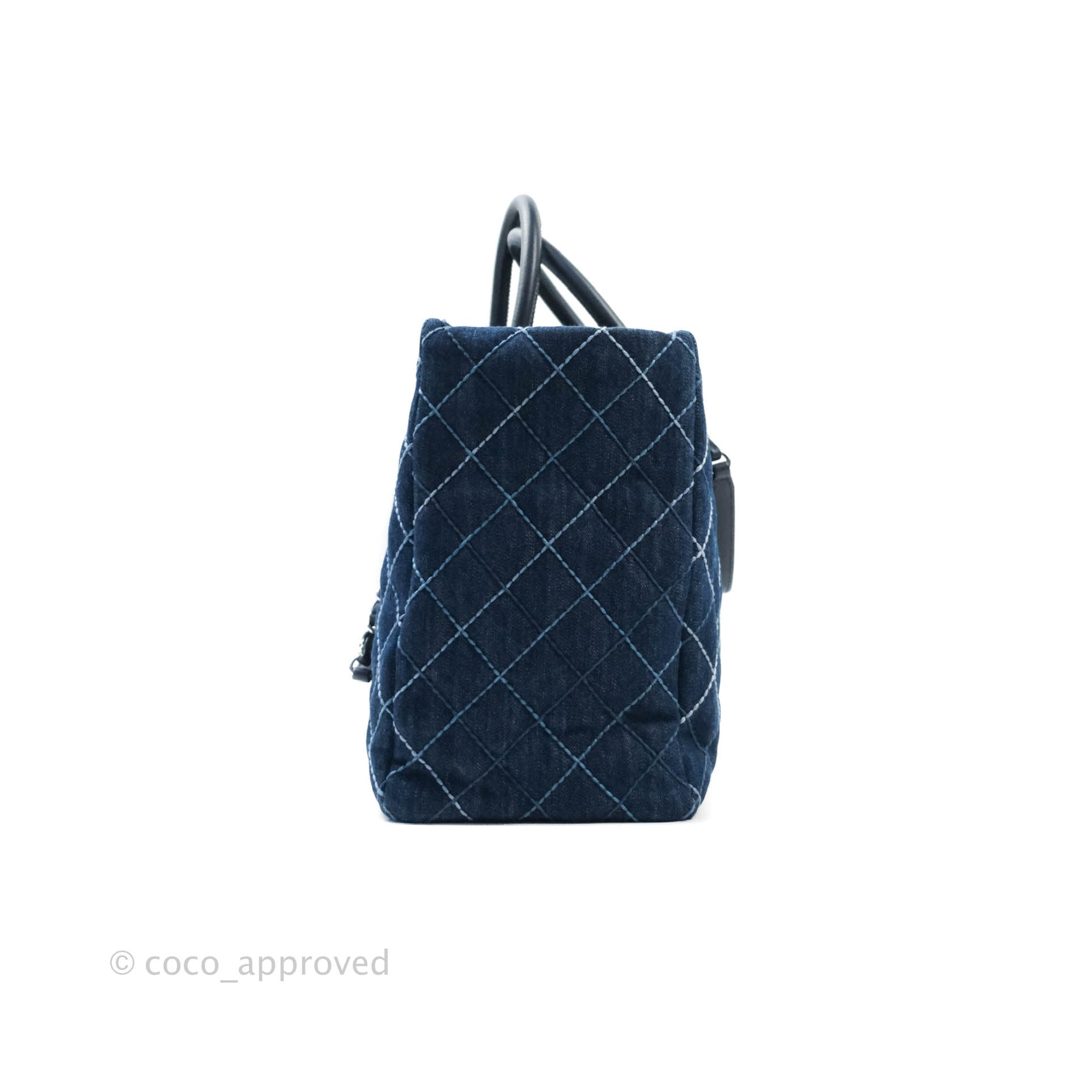 Chanel Coco Handle Shopping Tote Quilted Denim Large at 1stDibs