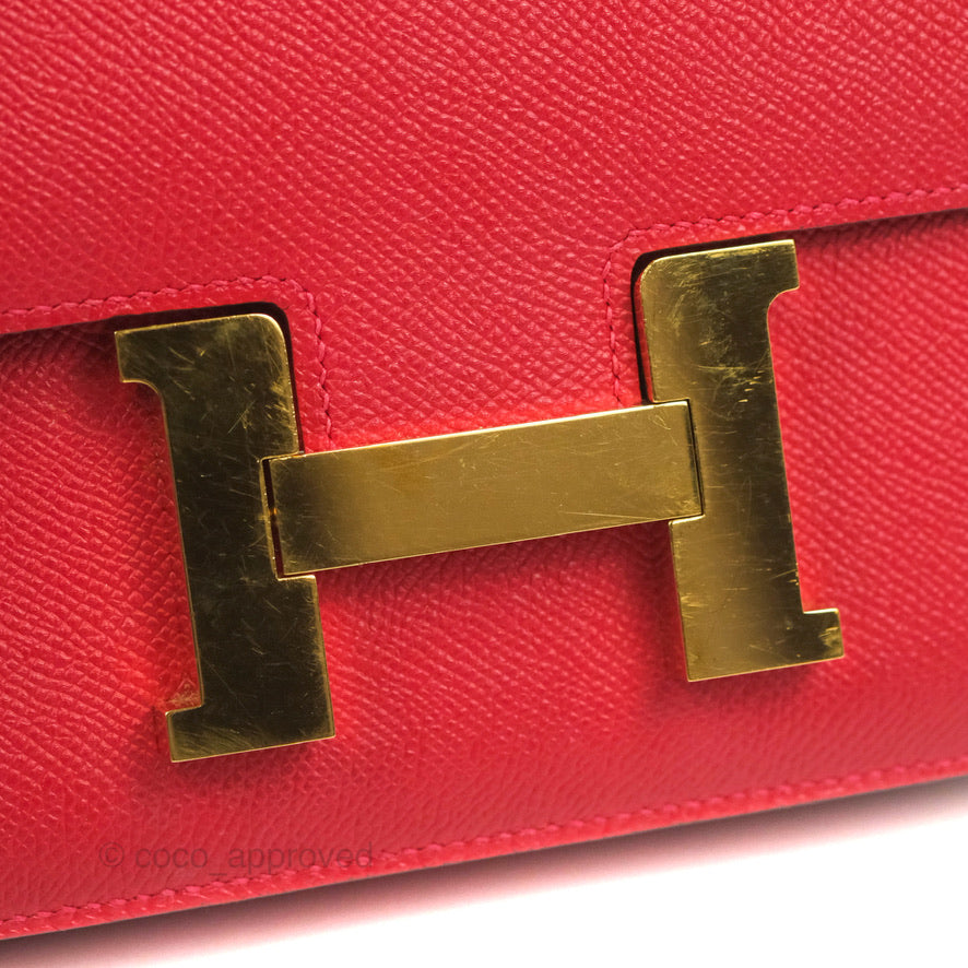 Hermès Constance PM 24cm Veau Epsom Q5 Rouge Casaque Gold Hardware – SukiLux