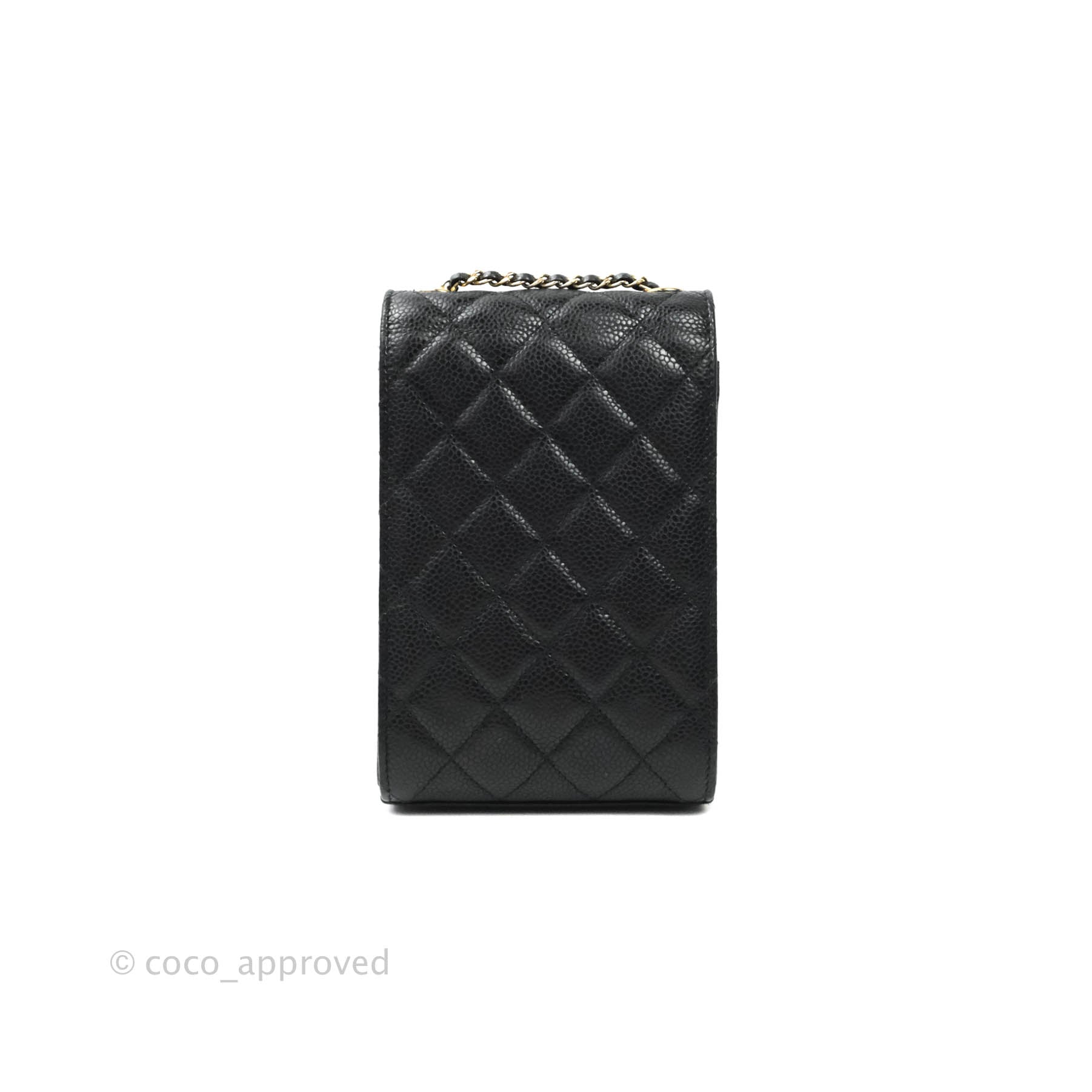 Chanel Phone Holder & Airpods Case with Chain Black Caviar Gold Hardwa –  Coco Approved Studio