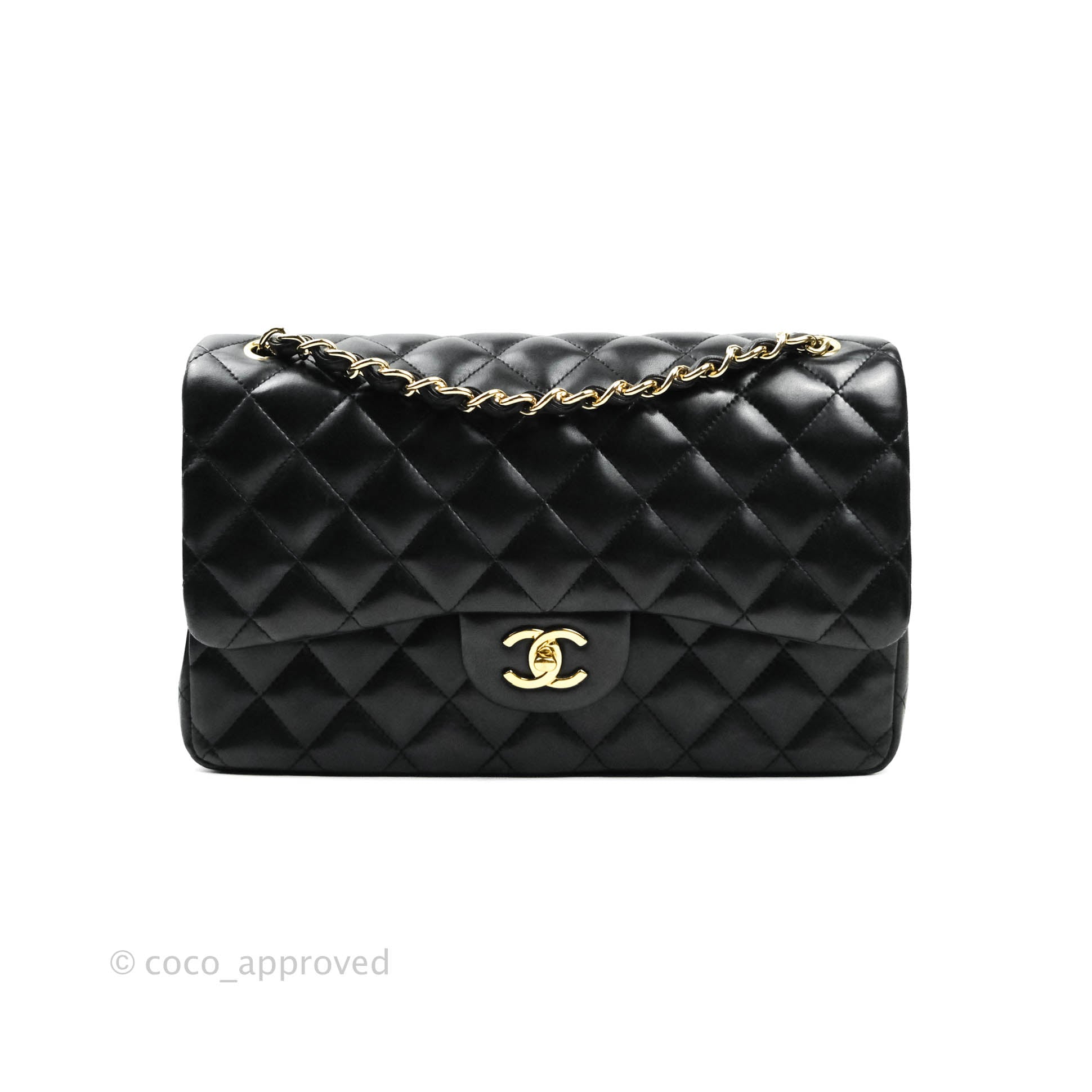 Pre-Owned Chanel Jumbo Classic Double Flap Bag SO Black Lambskin Black  Hardware