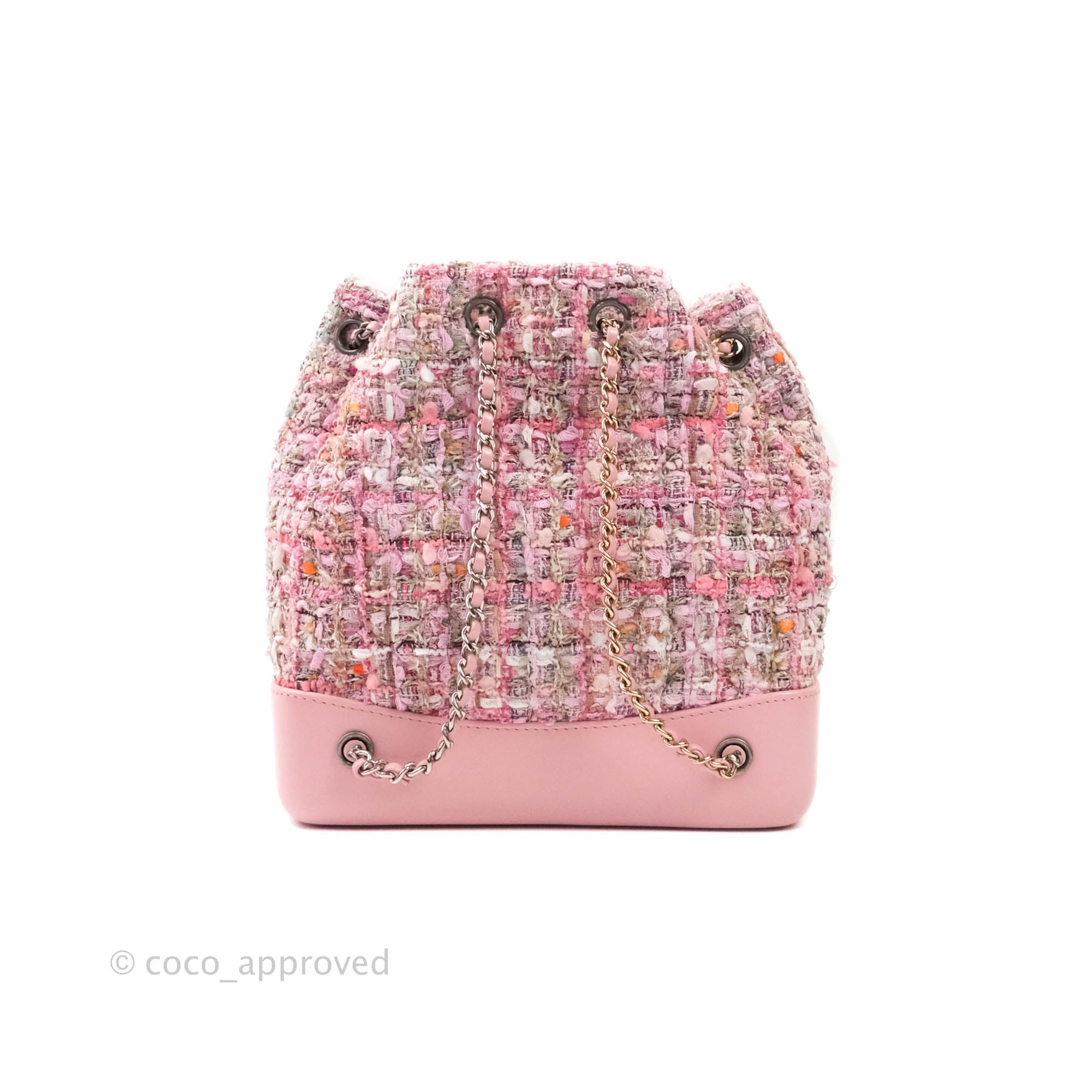 Chanel Gabrielle Small Backpack Pink Tweed Aged Calfskin – Coco