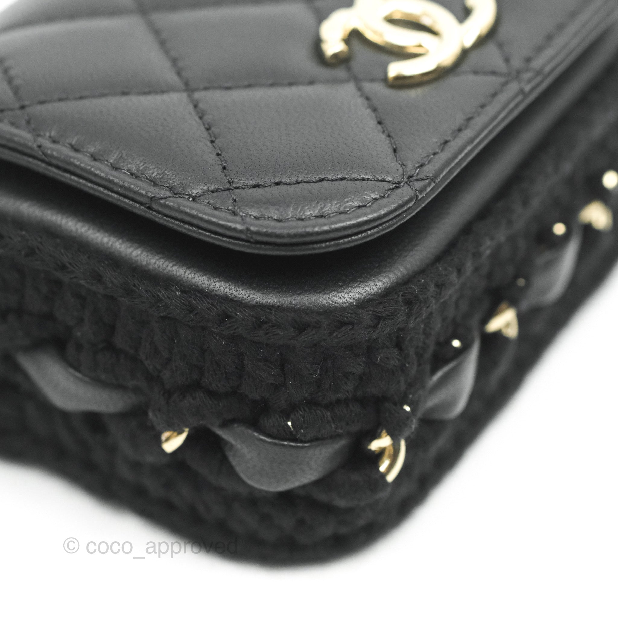 Chanel Mini Bag Black Lambskin Crochet Gold Hardware 22C – Coco