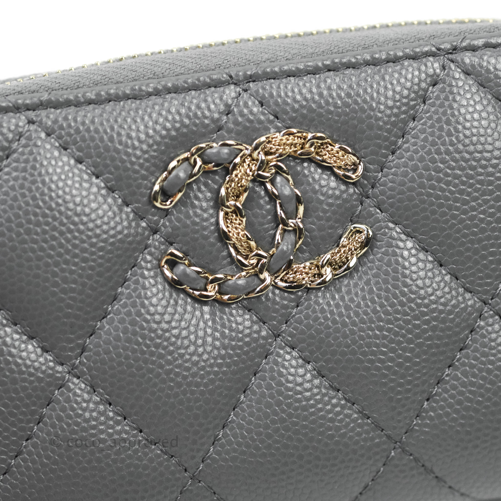 CHANEL Caviar Quilted French New Wave Zip Coin Purse Light Green 1263388