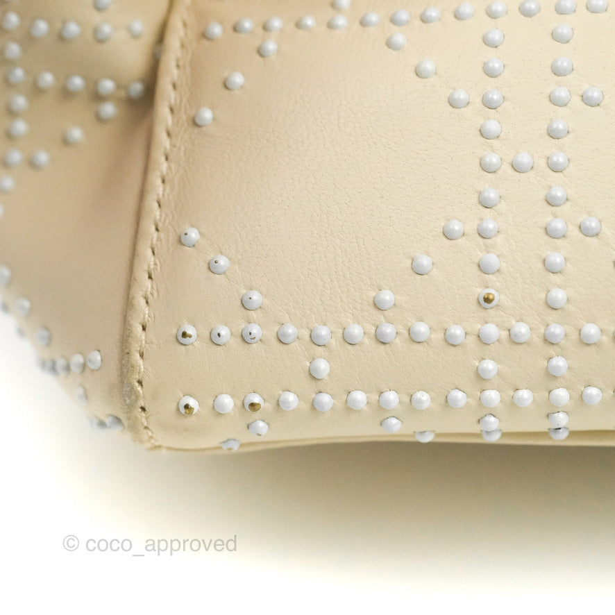 Dior Dior One White and Gold-Tone Dior Oblique Perforated Calfskin