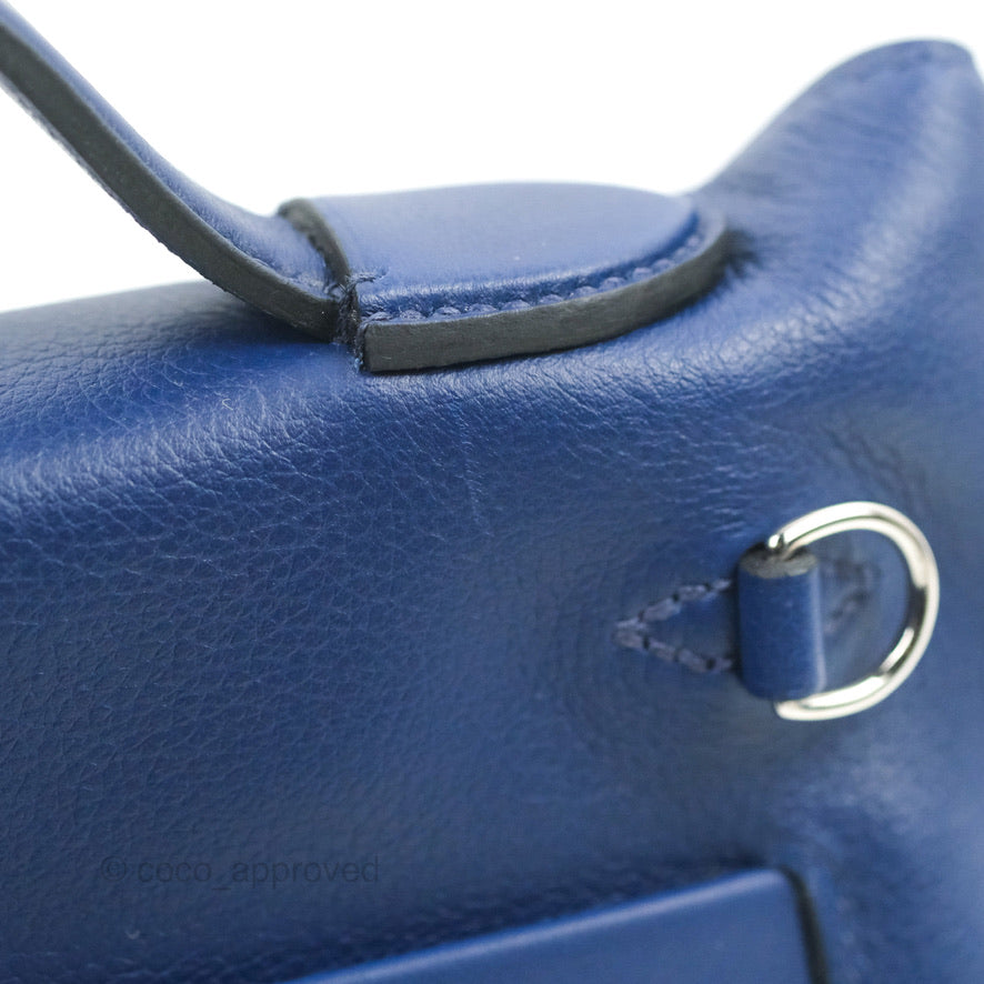 Hermès 24/24 21 Blue Lin Evercolor and Swift Leather Palladium Hardware Bag  For Sale at 1stDibs