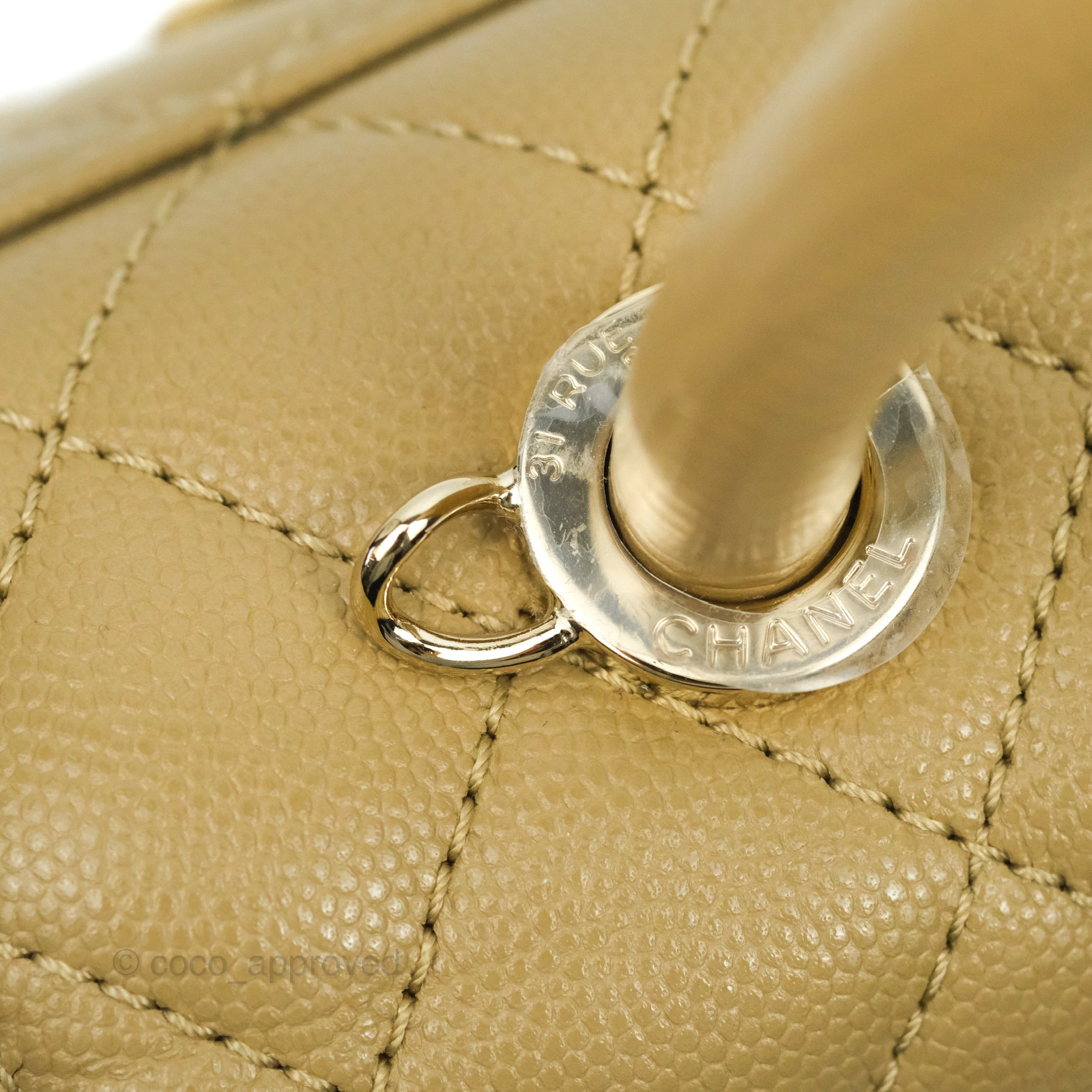 Chanel Small Flap Bag Dark Beige Caviar Gold Hardware 22K – Coco