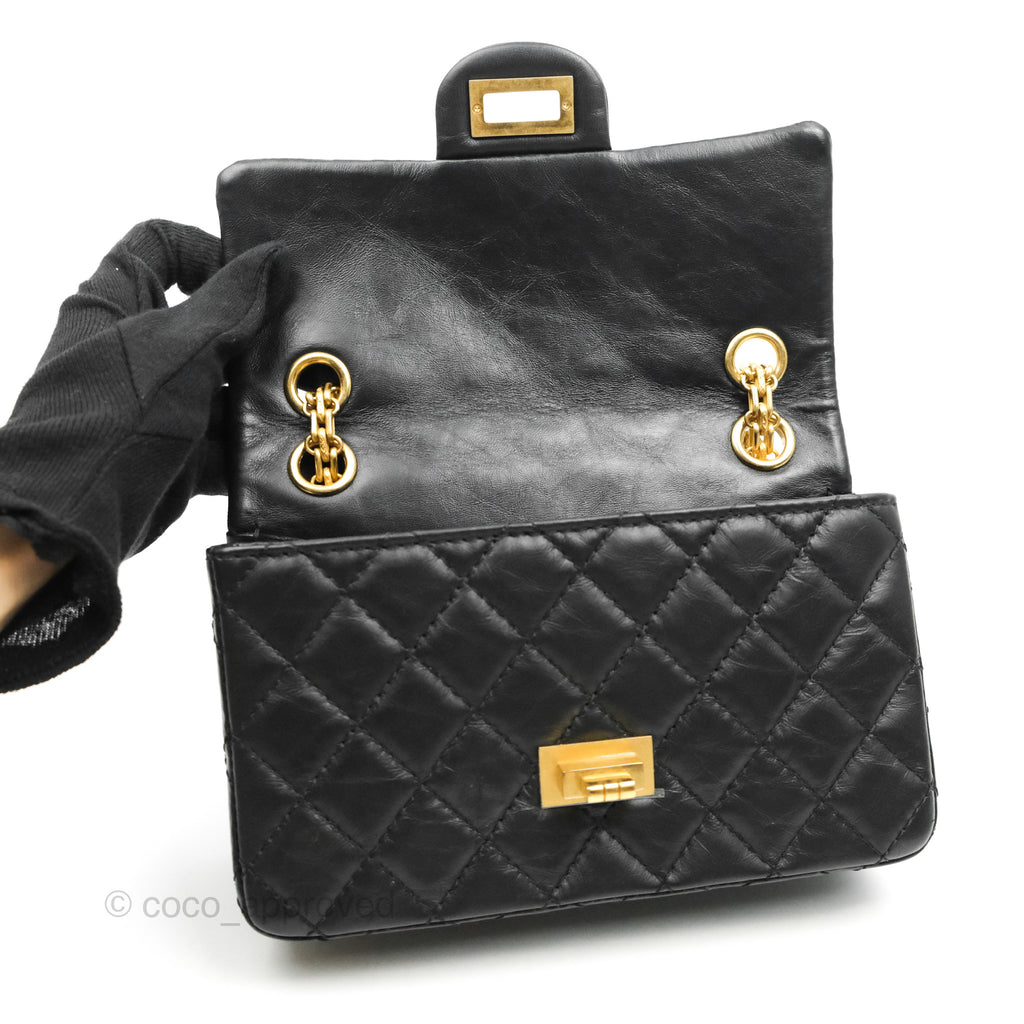 Chanel Mini Reissue 224 Black Aged Calfskin Gold Hardware