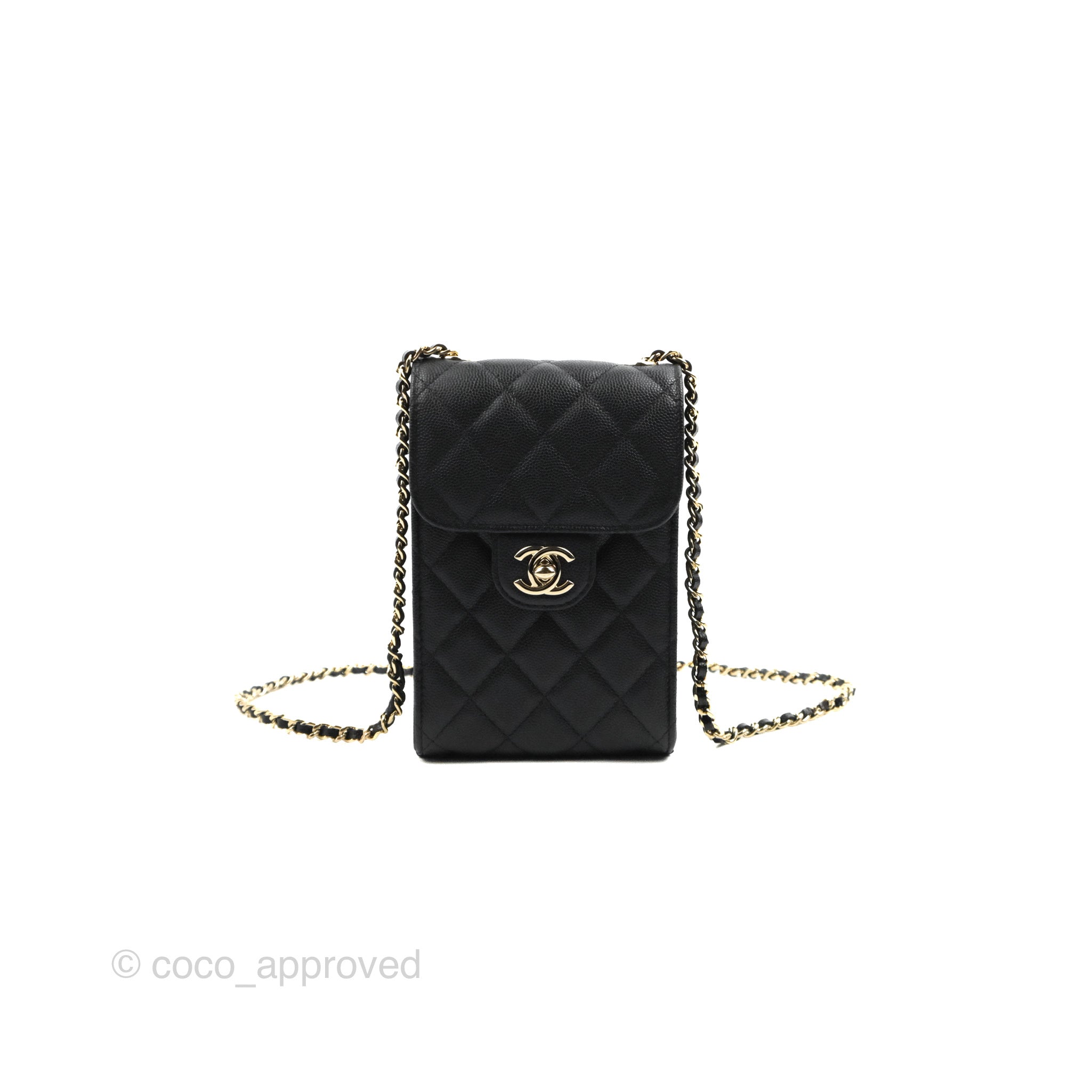 BRAND NEW ! Chanel Black Caviar Classic Flap Phone Holder with