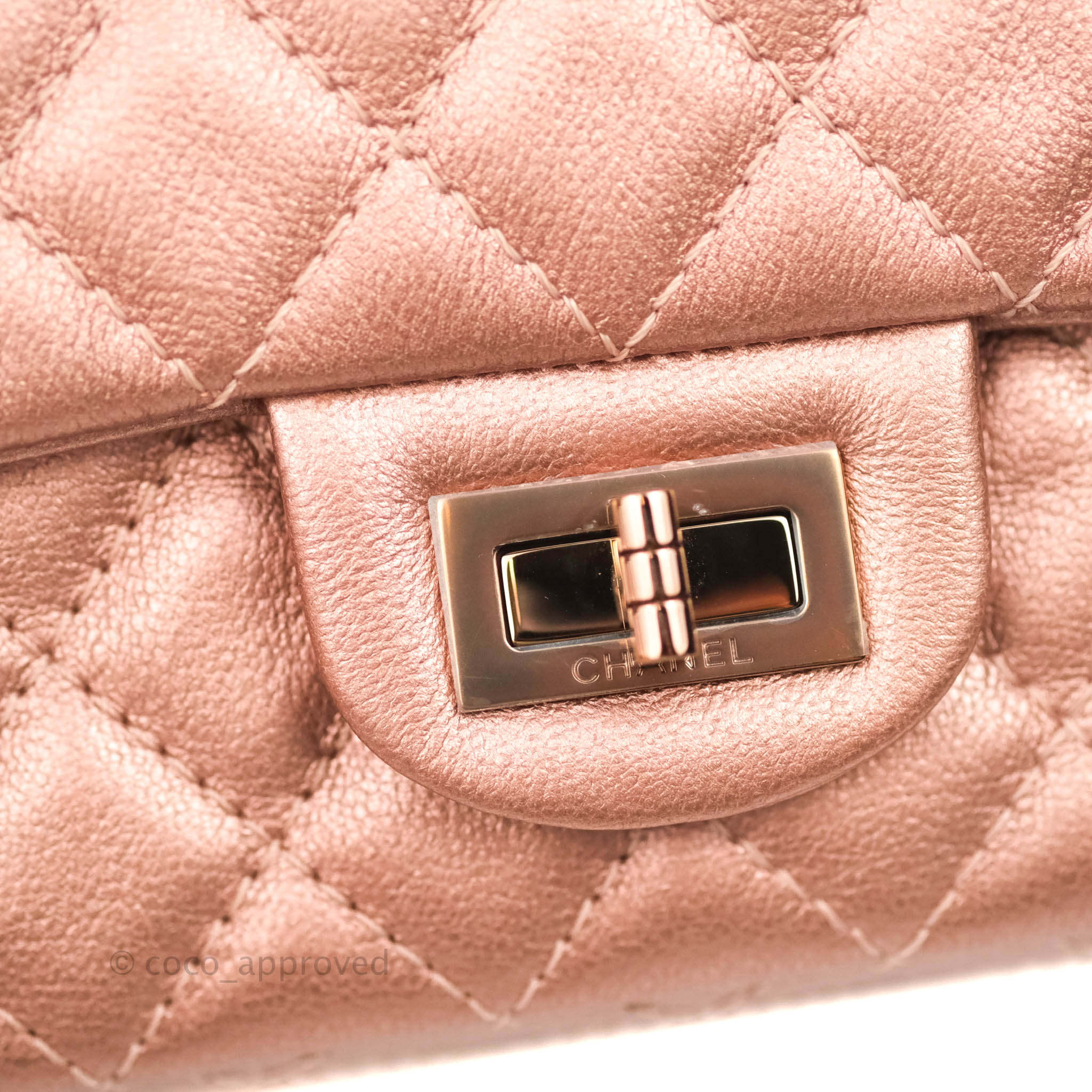 Chanel Copper Pink Metallic Quilted Aged Calfskin Reissue 2.55