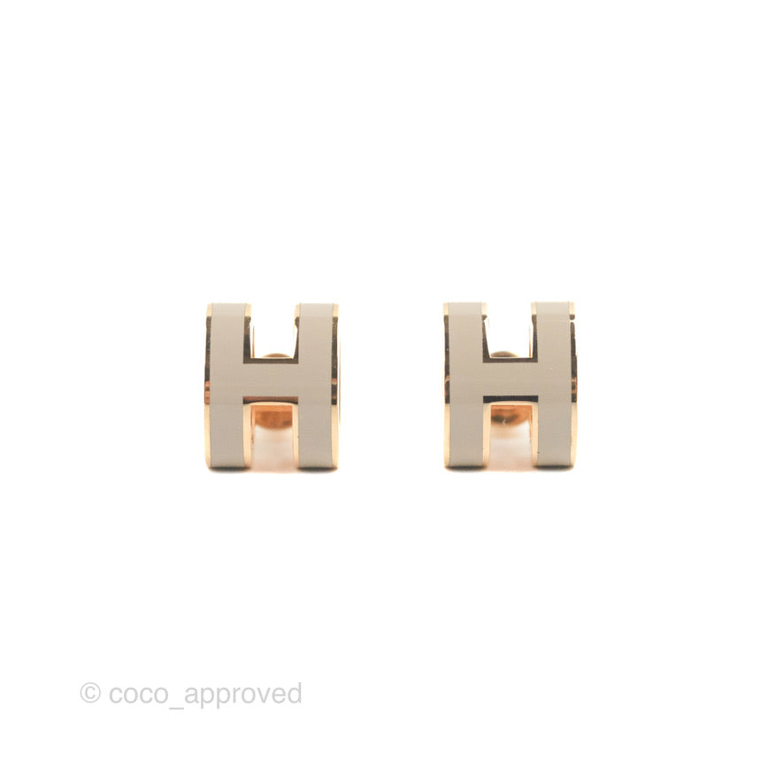 Hermès Pop H Earrings Marron Glace Rose Gold