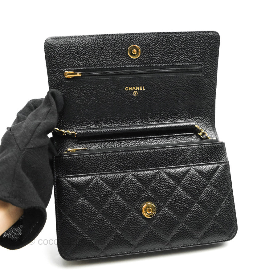 Chanel Quilted Wallet on Chain WOC Black Caviar Gold Hardware