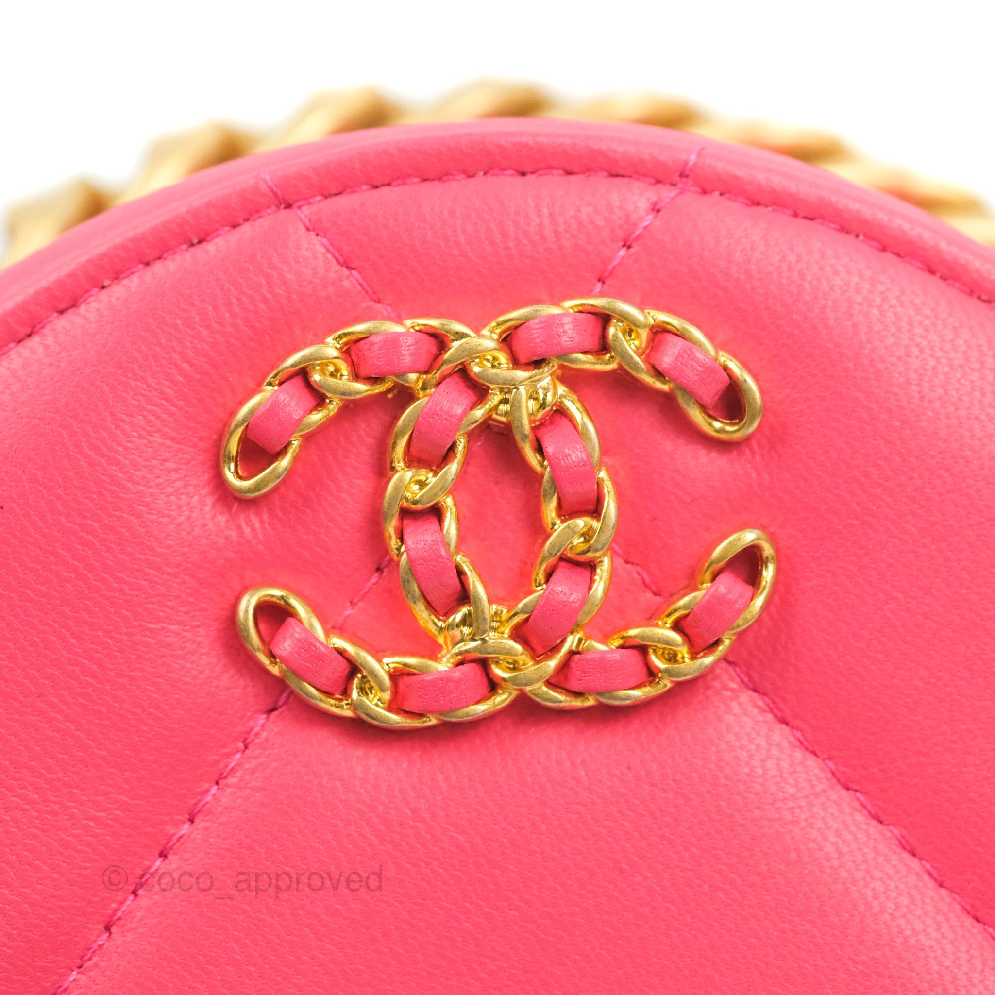 Chanel 19 Round Clutch With Chain Dark Pink Mixed Hardware – Coco