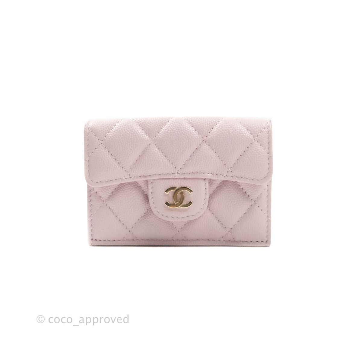 Chanel Quilted Small Classic Flap Trifold Wallet Rose Clair Caviar