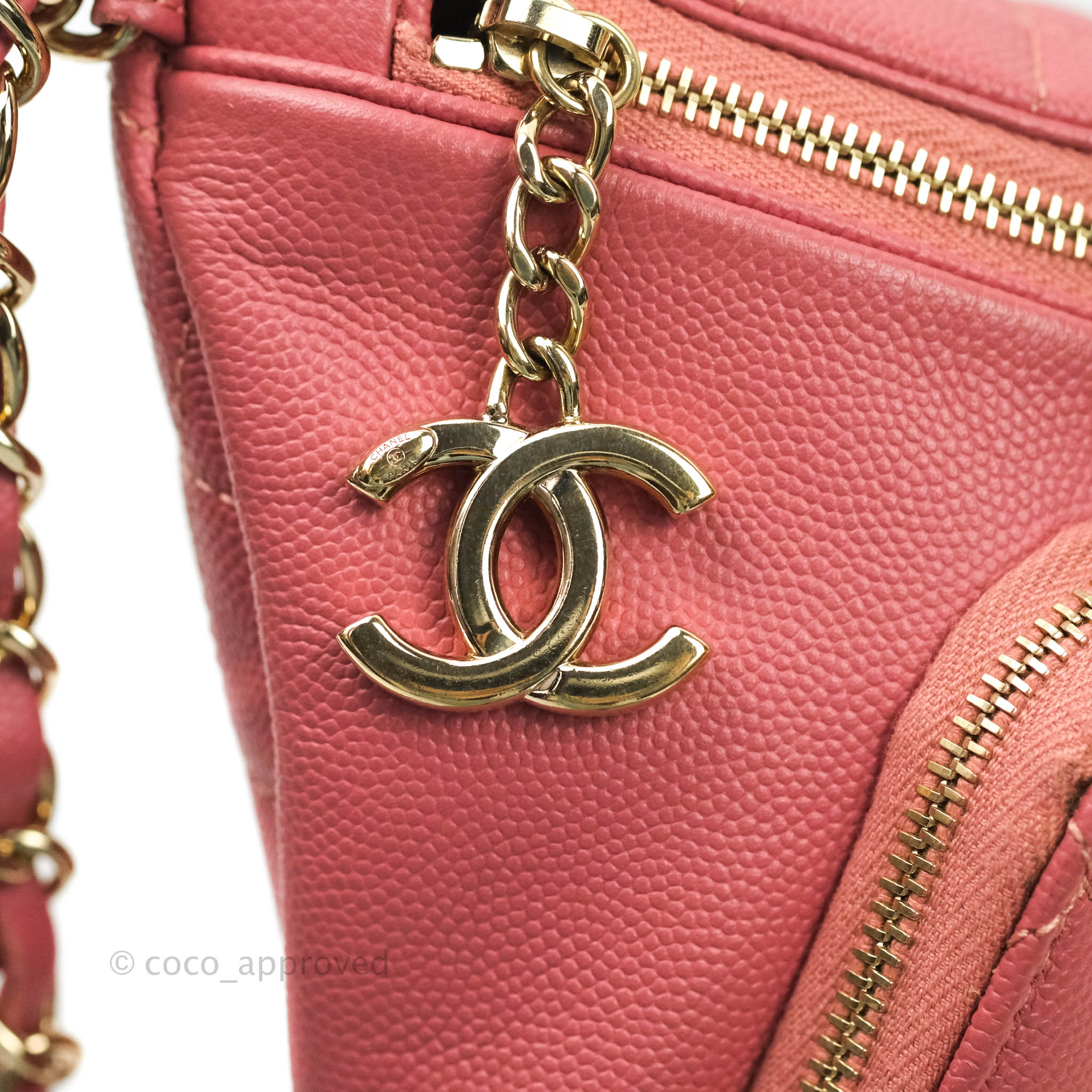 Chanel Pick Me Up Logo Chain Belt Bag Quilted Caviar Pink 1811333