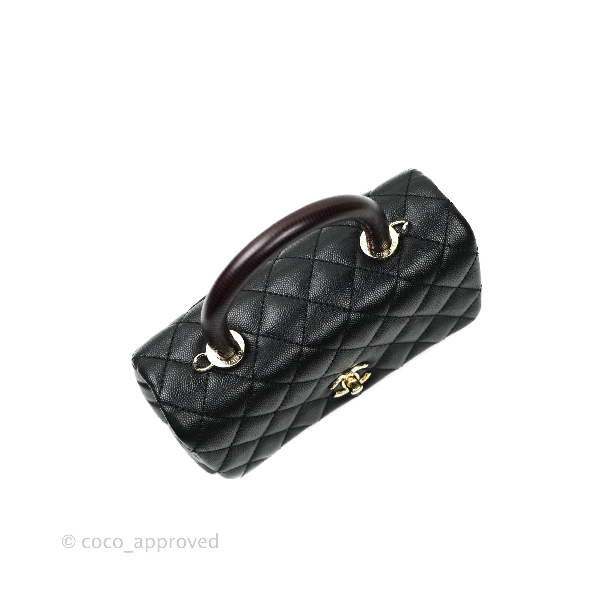 Chanel Mini (Small) Coco Handle Quilted Black Caviar Gold Hardware