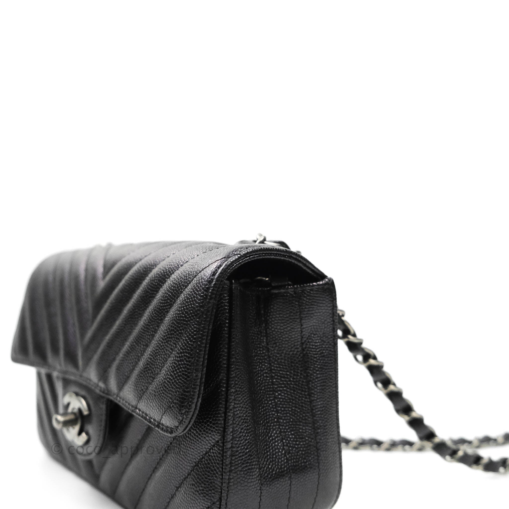 Used! In good condition Chanel mini 8” black caviar Rhw Holo 21 -  Starbrandname