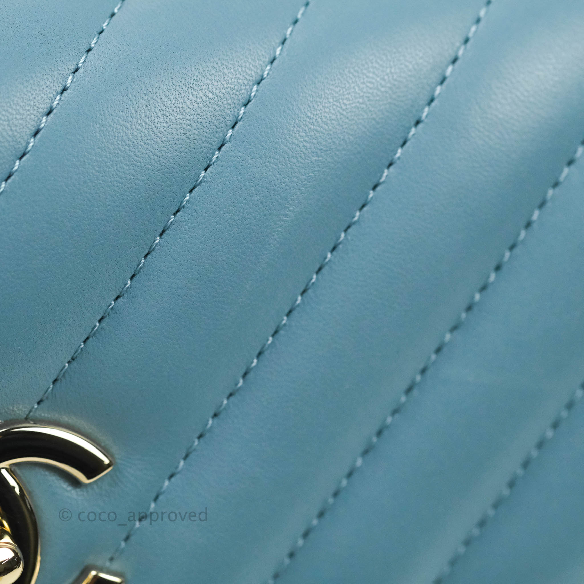 Chanel Trendy CC Chevron Small Blue Lambskin Gold Hardware