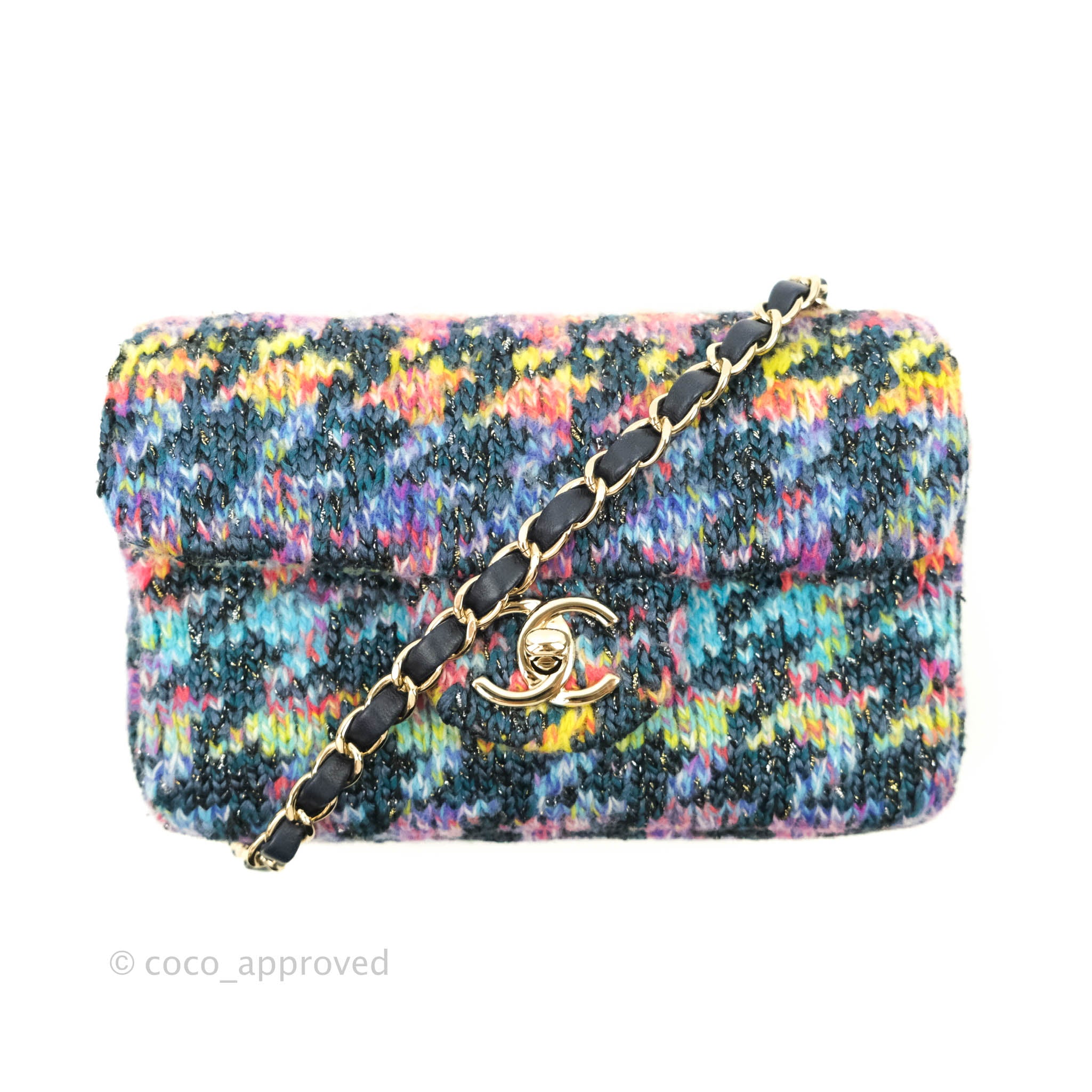 Chanel Rainbow Boucle Tweed Medium Classic Double Flap Bag GHW 67720 For  Sale at 1stDibs