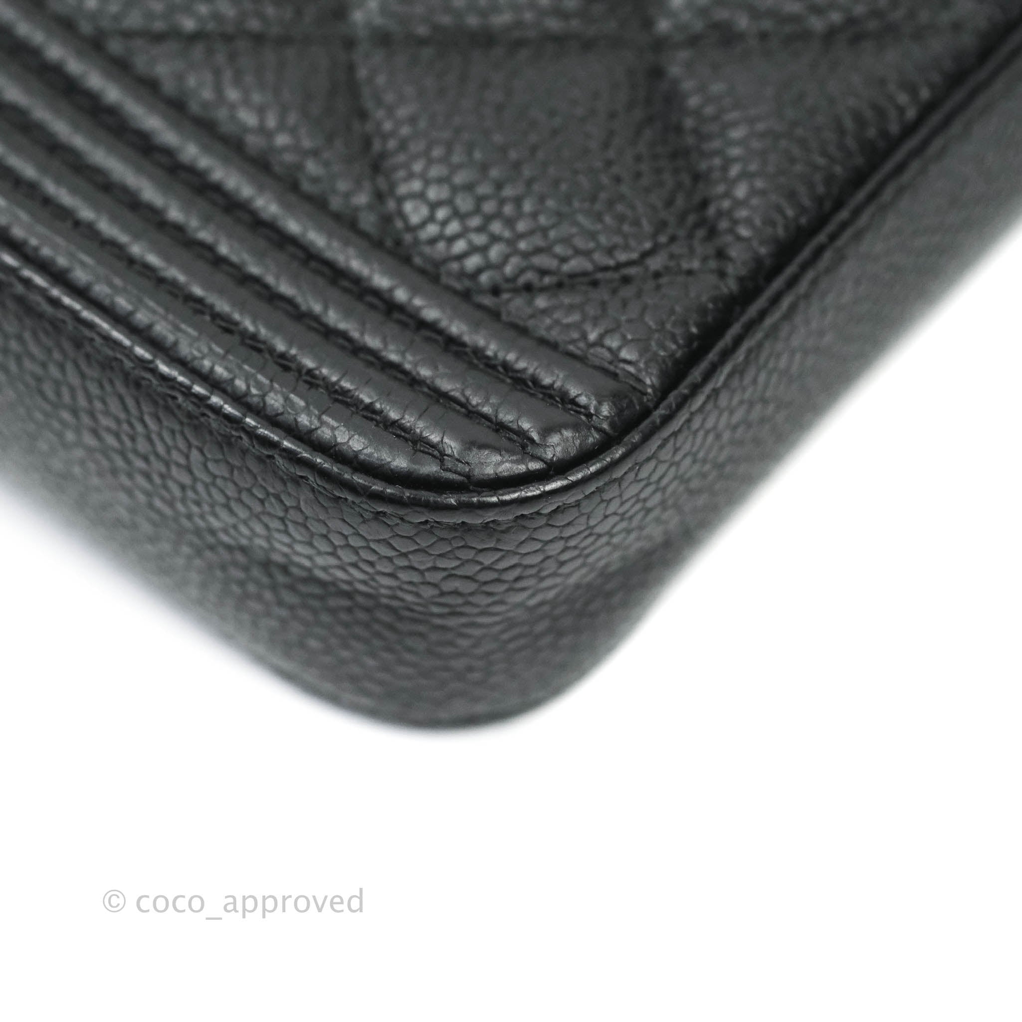 Chanel Quilted Lambskin Leather Wallet on Silver Chain Black Crossbody Bag