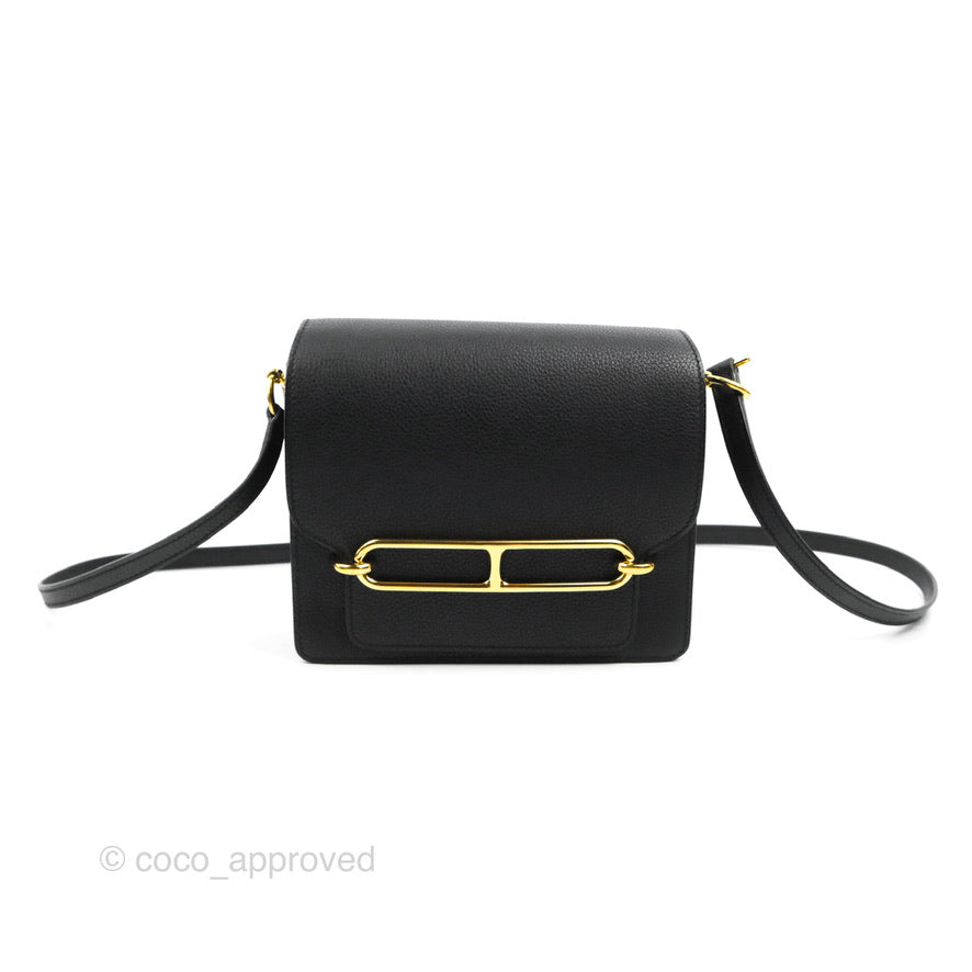 Hermès Roulis Mini 18 Black Clemence Gold Hardware