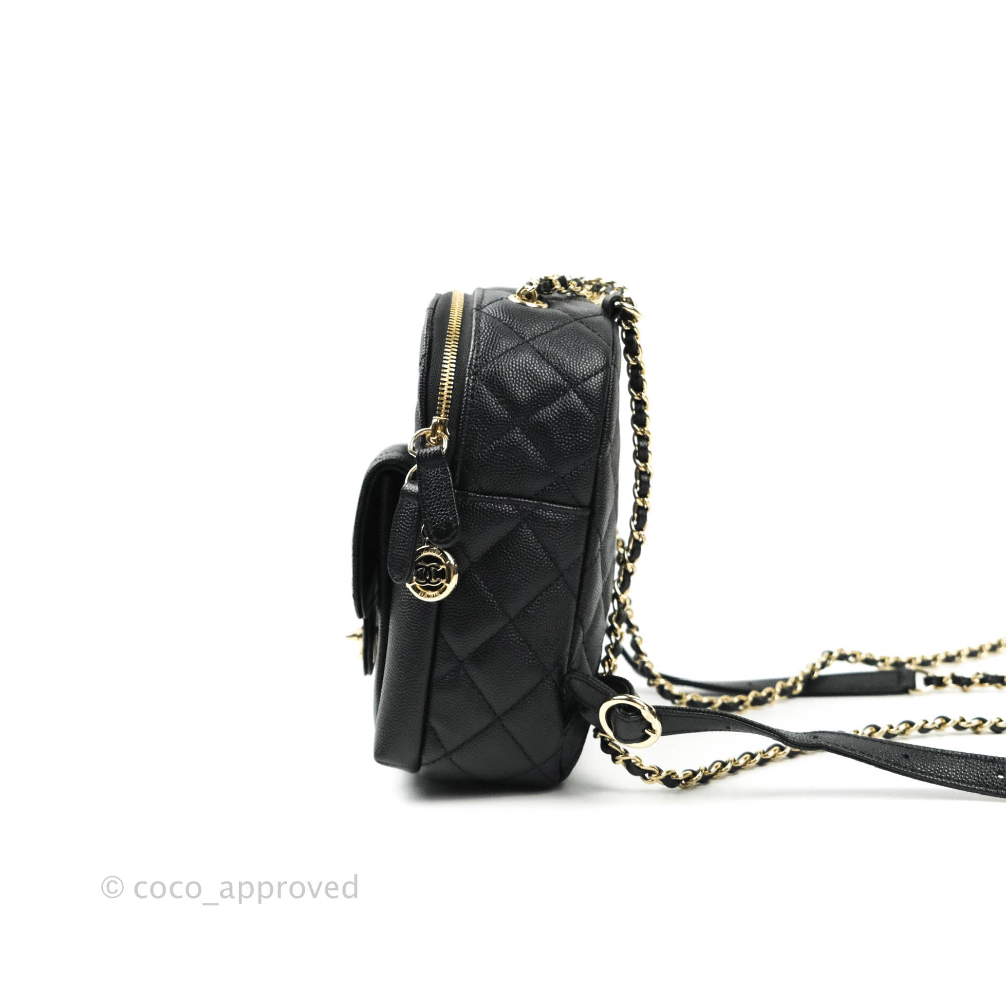 Chanel Black Quilted Caviar Mini Backpack Pale Gold Hardware