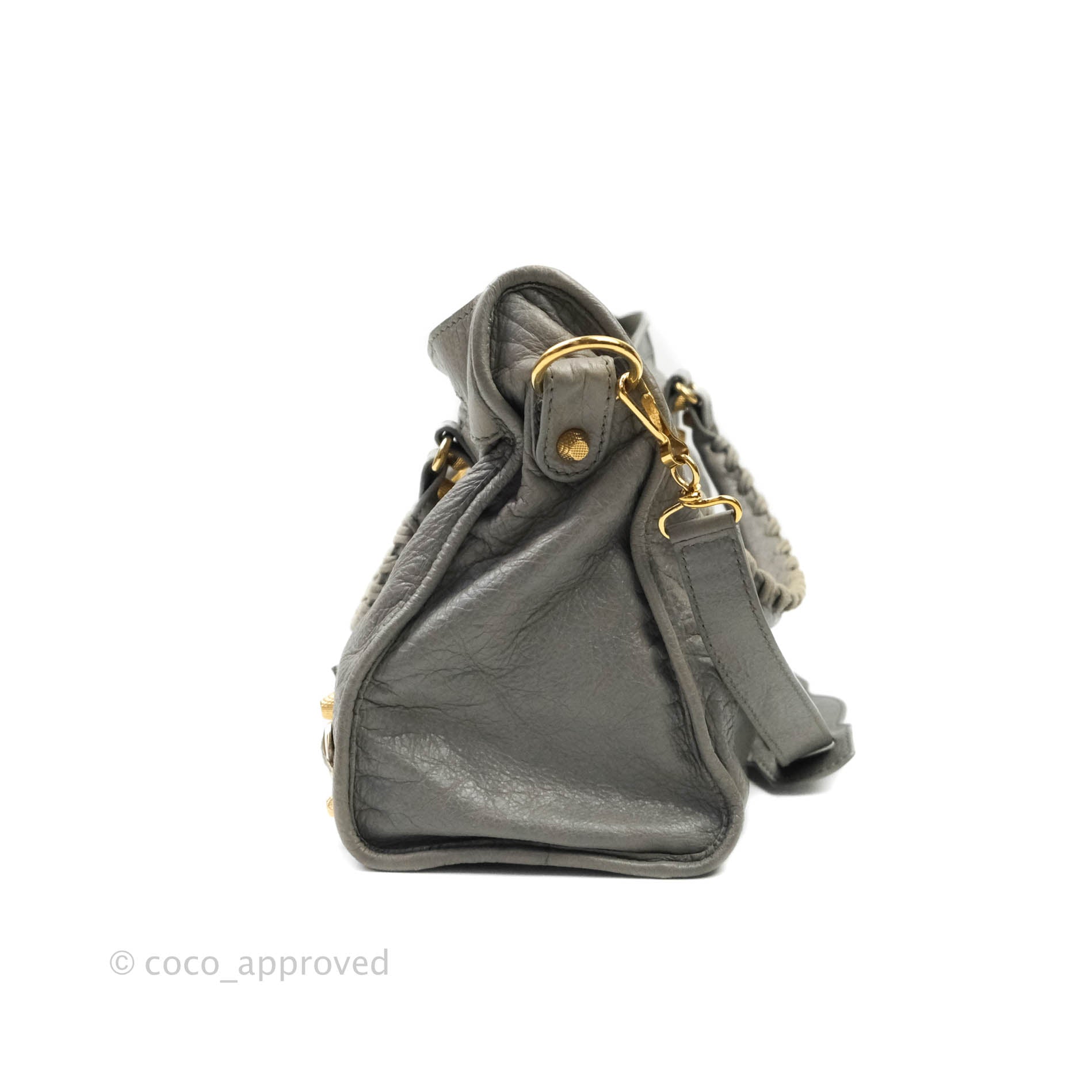 AUTHENTIC Balenciaga Mini City Bag Leather Grey & Gold