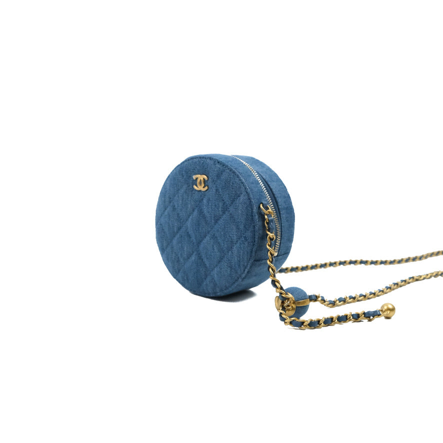 chanel round purse with chain