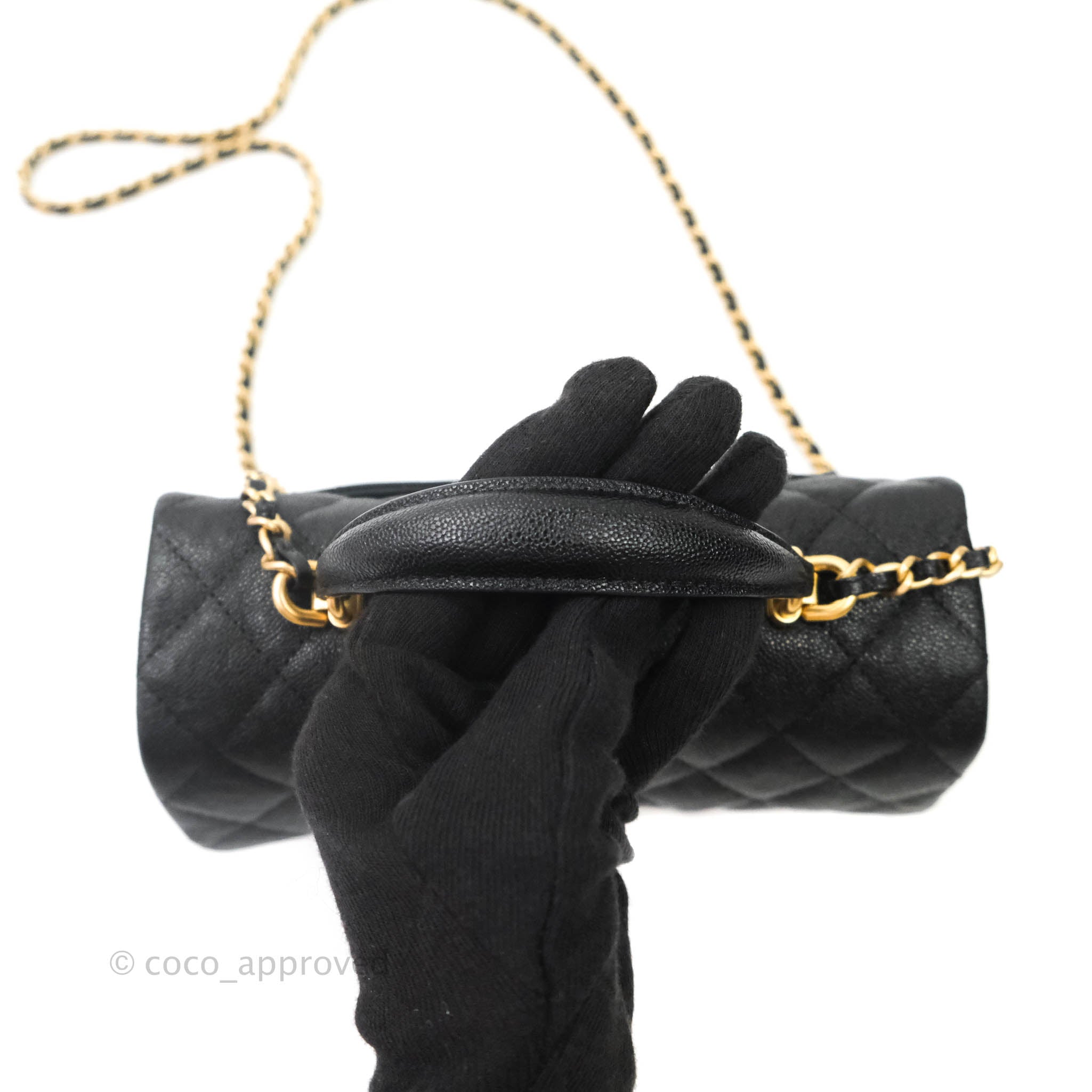 Chanel Top Handle Mini Rectangular Flap Bag Black Caviar Gold Hardware –  Coco Approved Studio