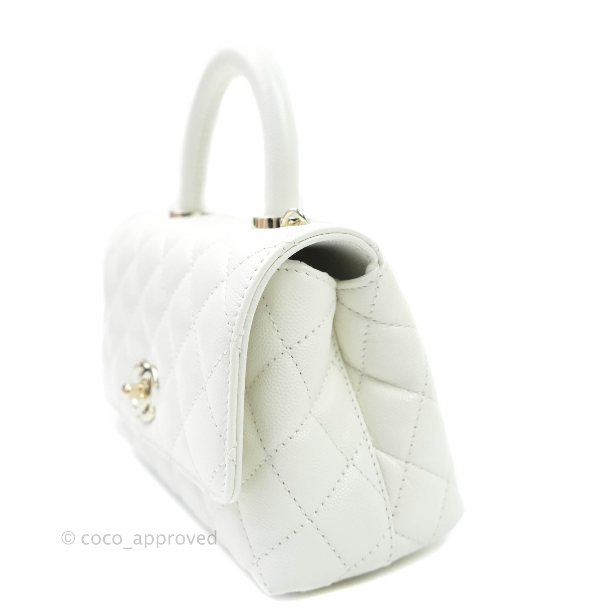 Chanel Cream White Quilted Chèvre Extra Mini Rainbow Coco Handle