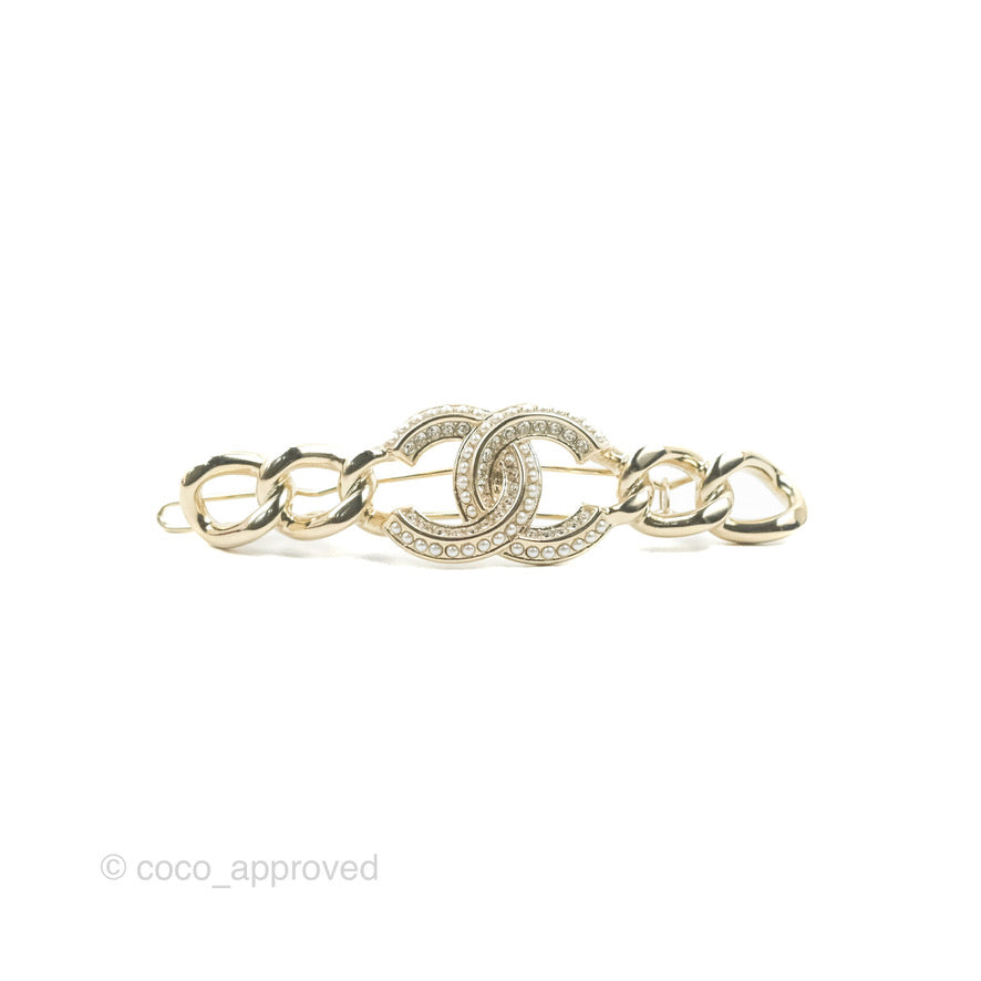 Chanel Crystals Gold Tone Hair Clip Chanel