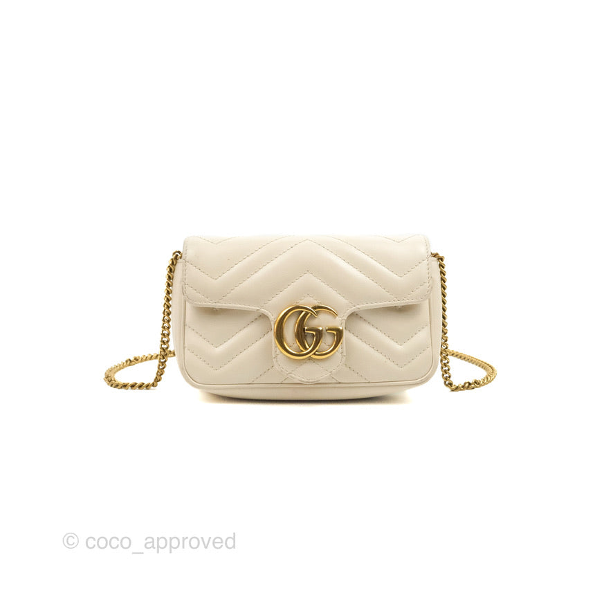 Gucci GG Marmont Matelassé Leather Super Mini Bag Ivory