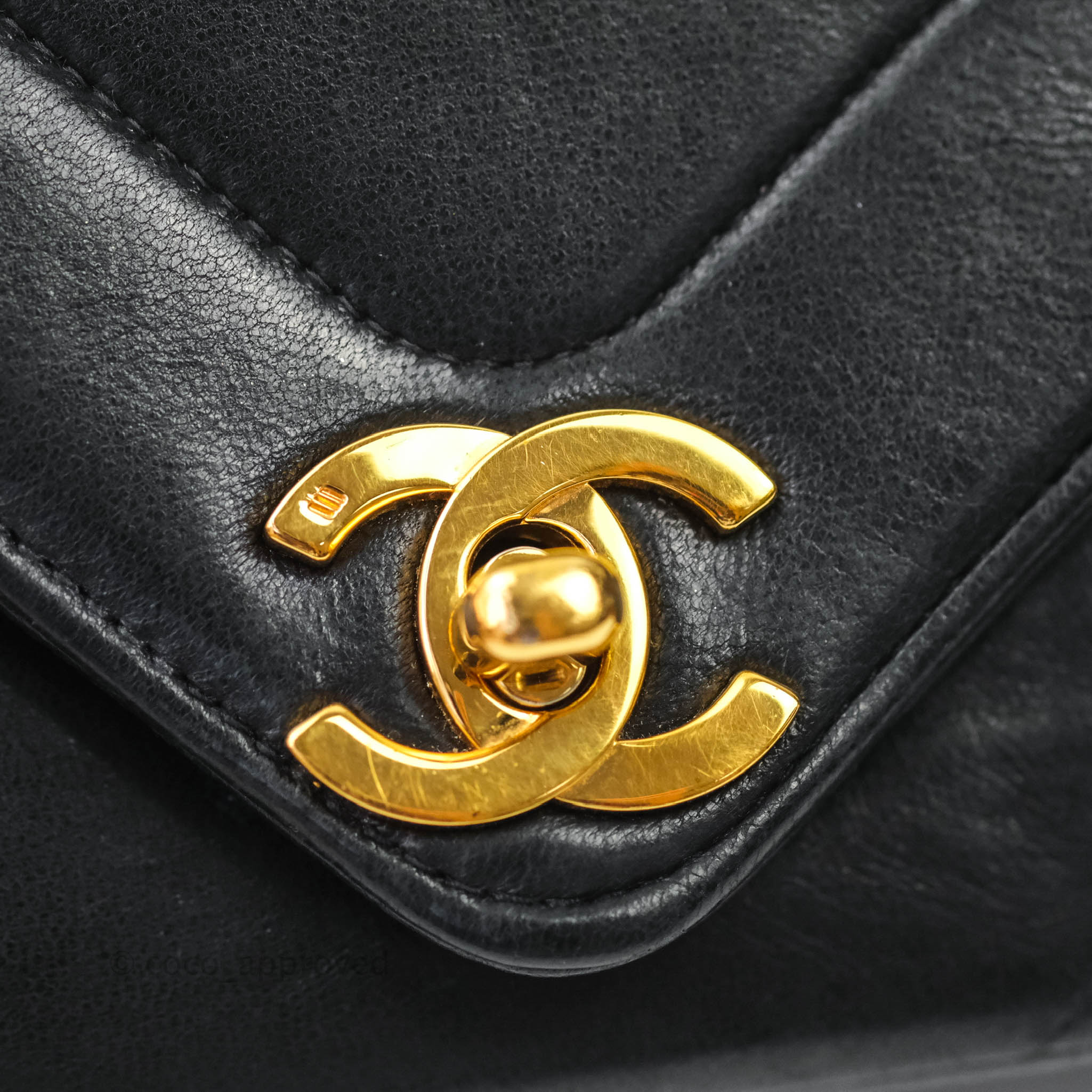 Chanel Vintage Chevron Black Single Flap Lambskin 24K Gold