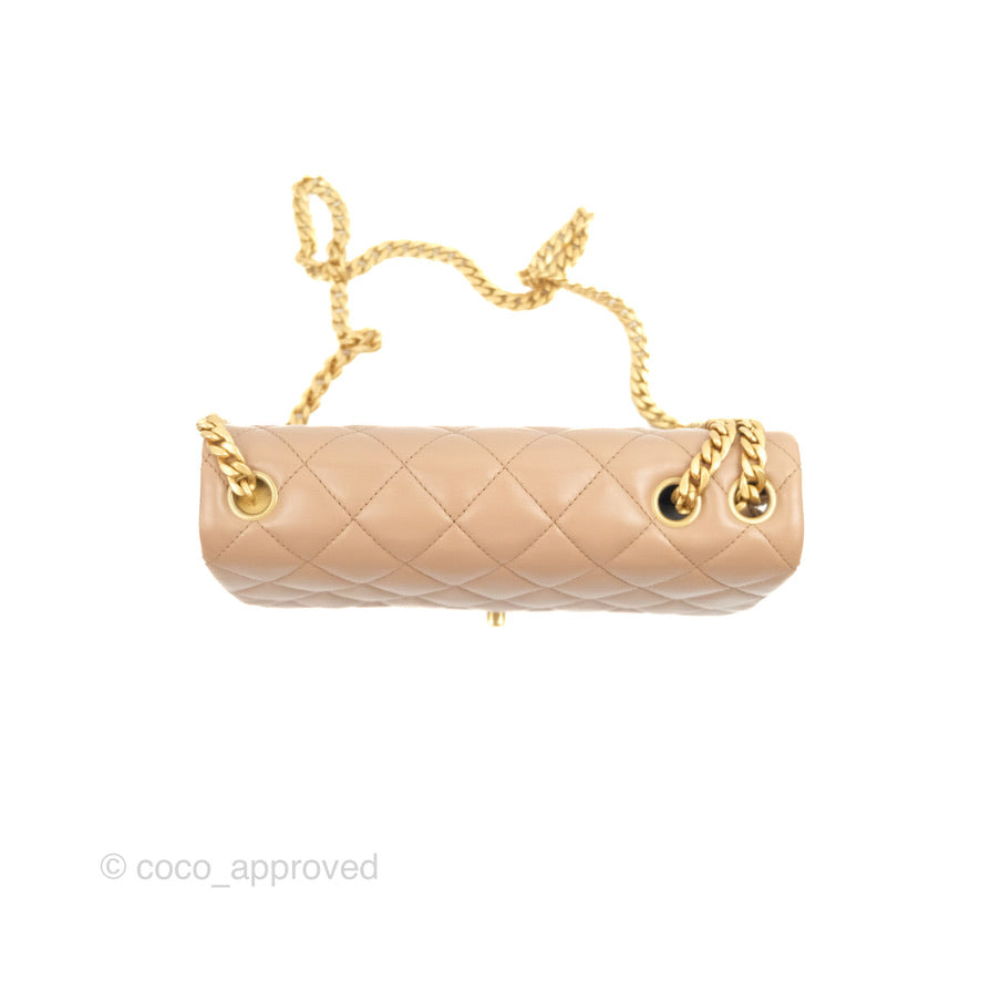 Chanel Flap Bag with Adjustable Strap Beige Lambskin Aged Gold Hardwar –  Coco Approved Studio