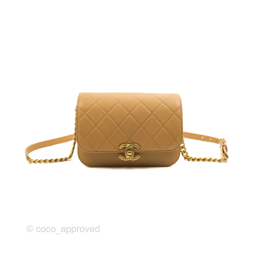 Chanel Coco Handle Mini, Beige Caviar with Gold Hardware, Preowned