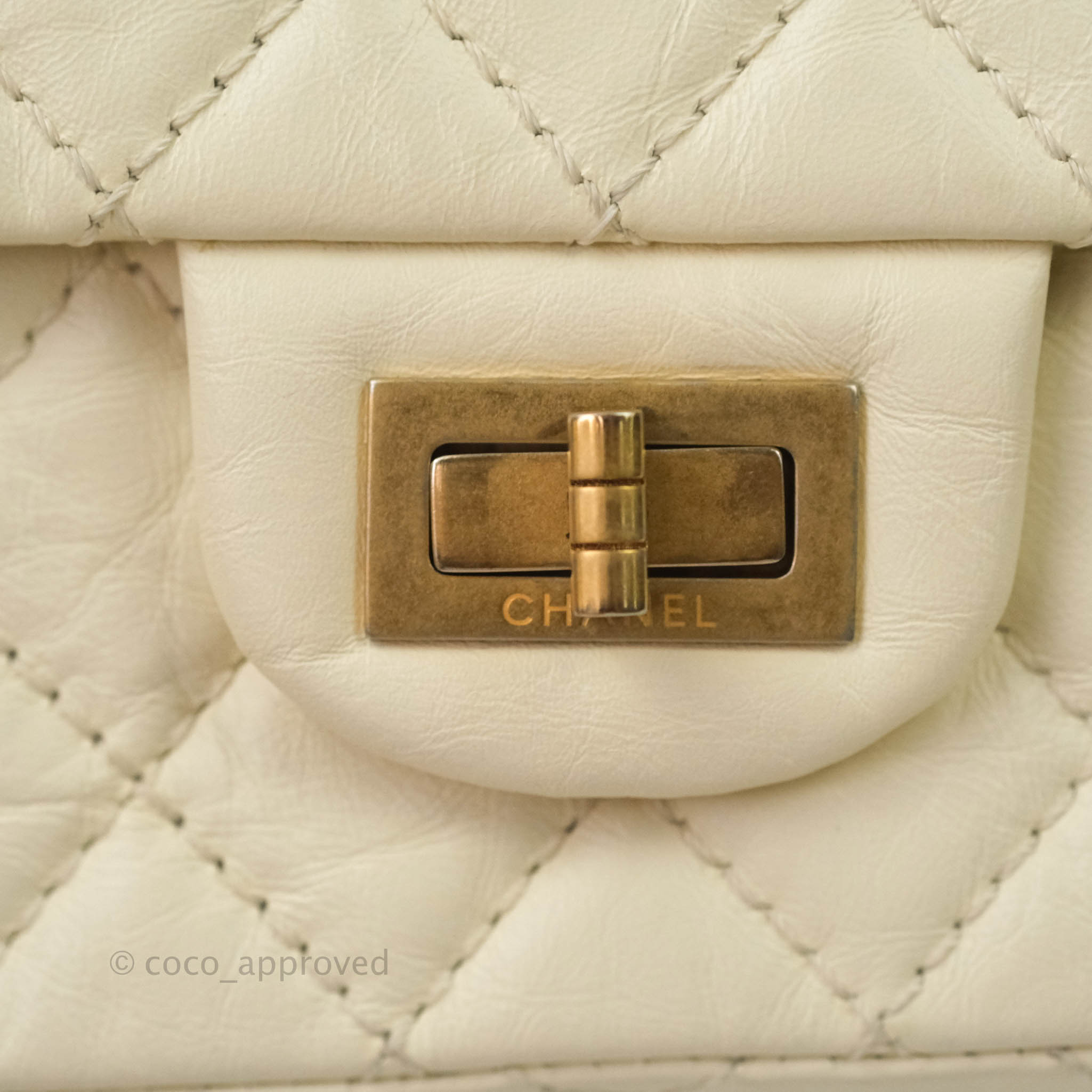 Chanel Mini Reissue 224 White Aged Calfskin Aged Gold Hardware – Coco  Approved Studio