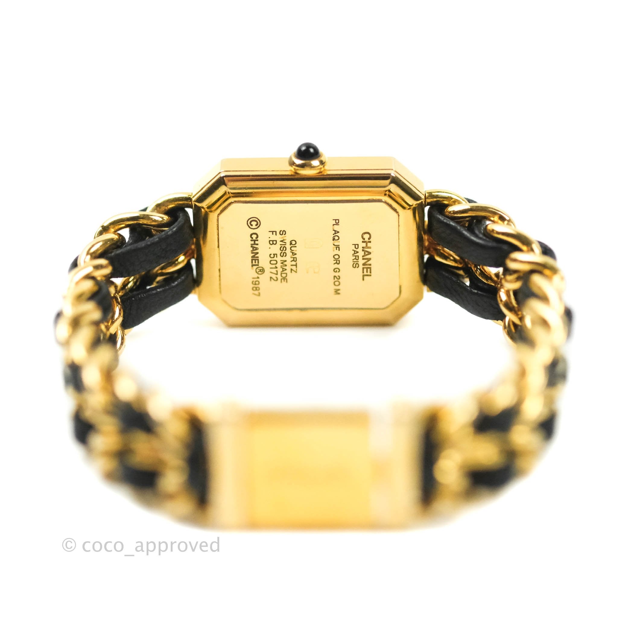 Chanel Vintage Première Watch Black Leather Gold Plated M Size – Coco  Approved Studio