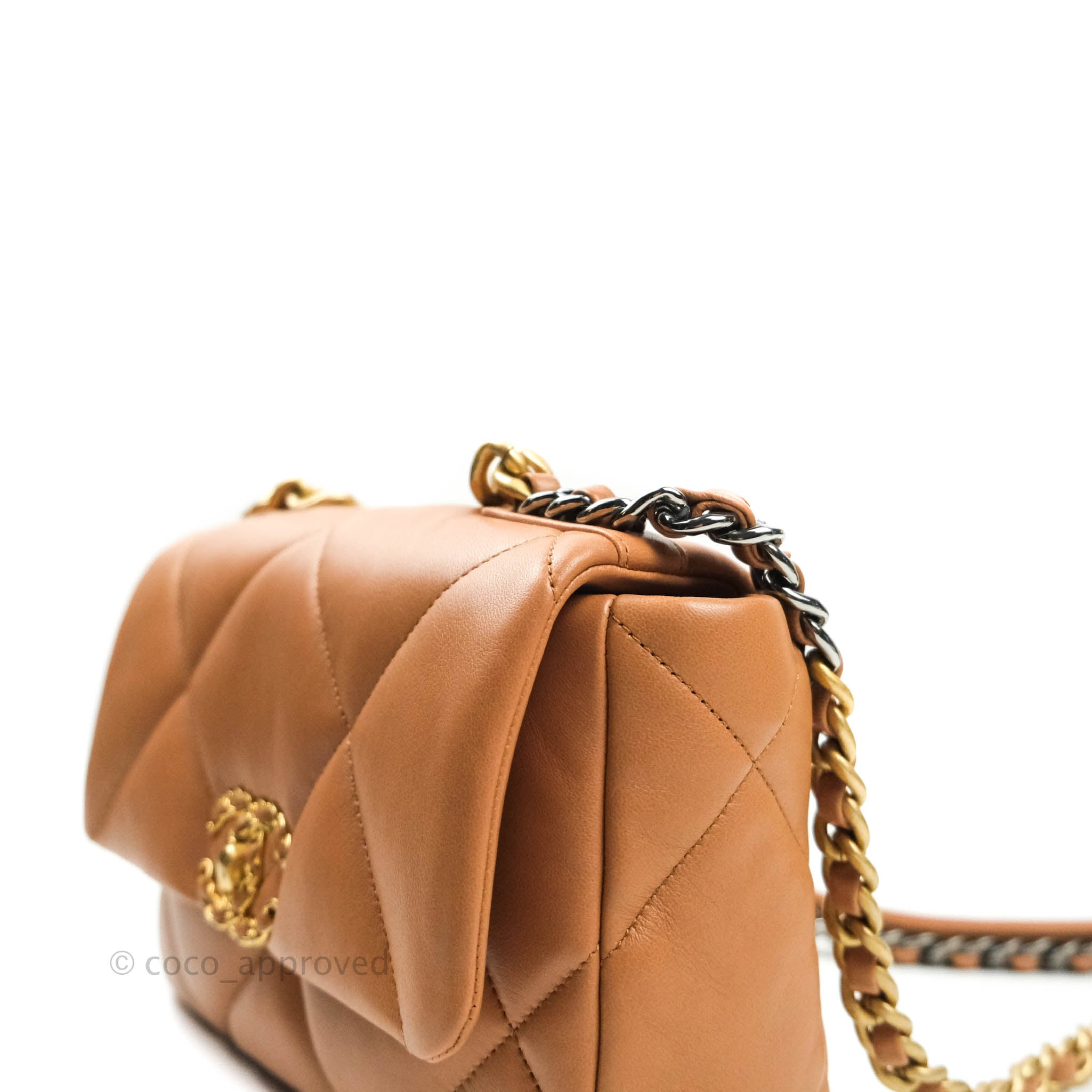 Chanel 19 Large Caramel Leather 2-Way Flap Bag in 2023