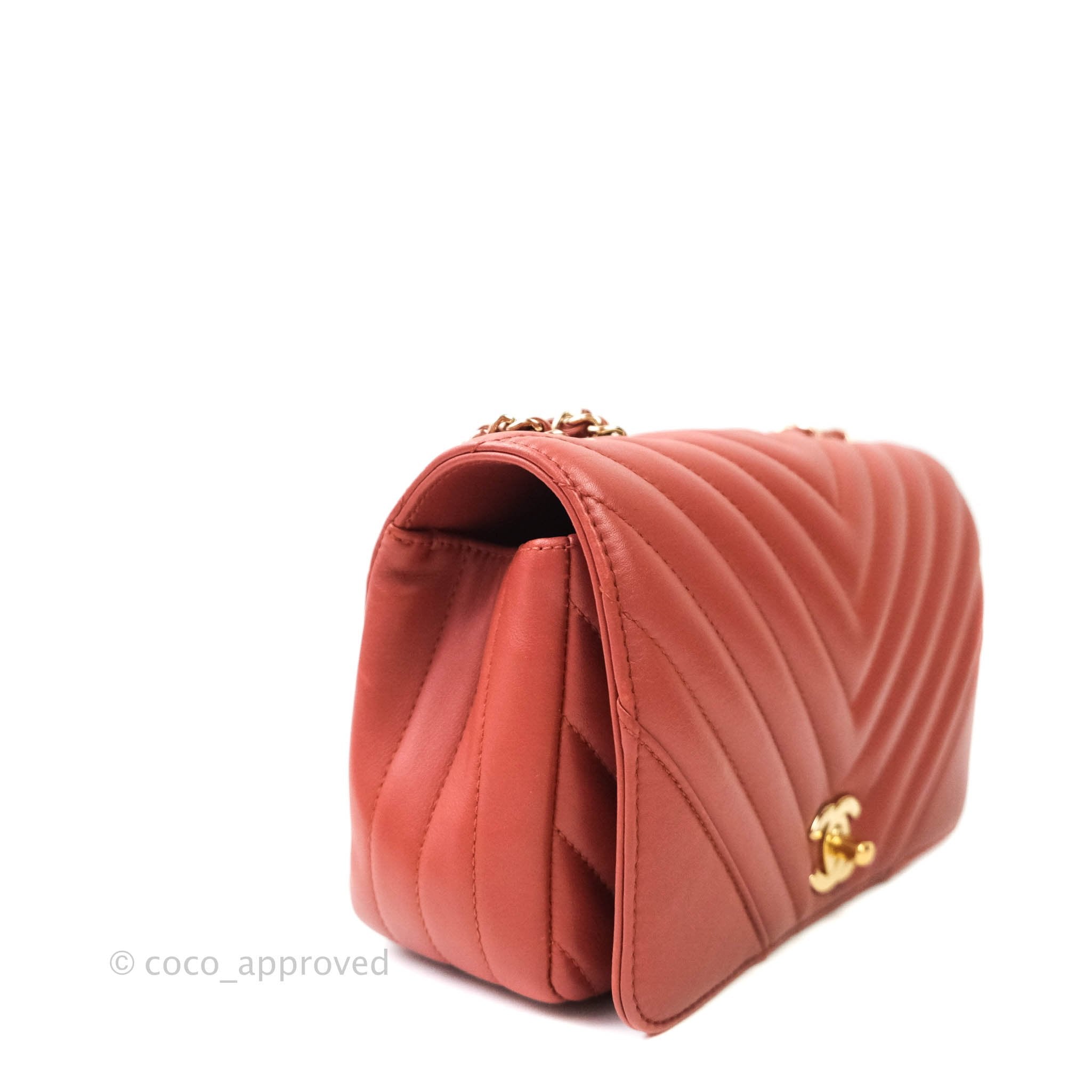 Chanel Top Handle Mini Rectangular Flap Bag Iridescent Red