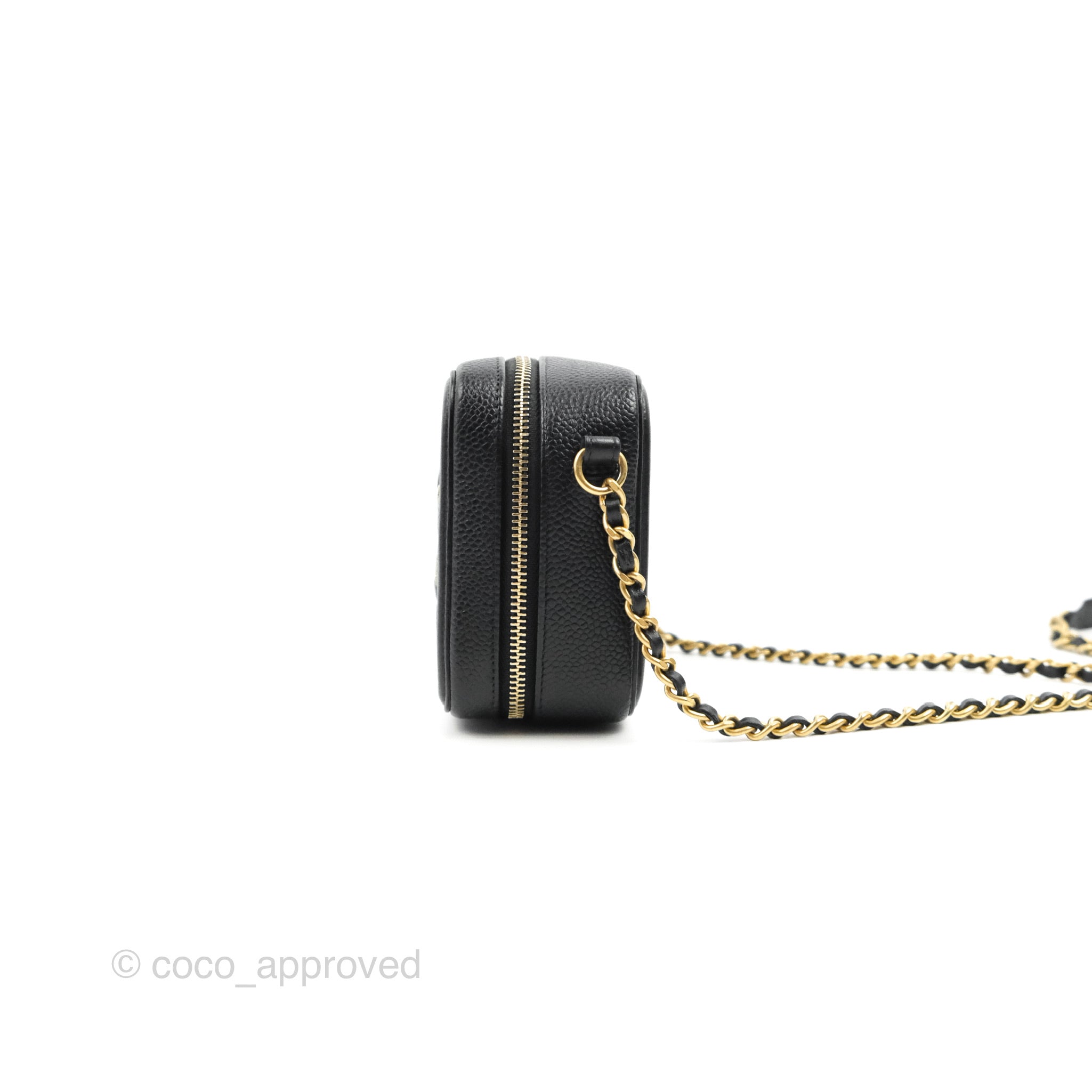 Black Quilted Goatskin Small CC Filigree Chain Around Vanity Case Gold  Hardware, 2019