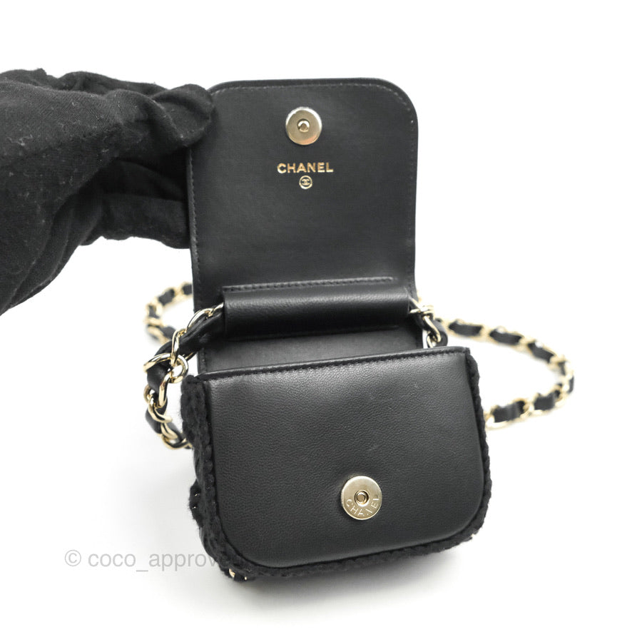 Chanel Mini Bag Black Lambskin Crochet Gold Hardware 22C