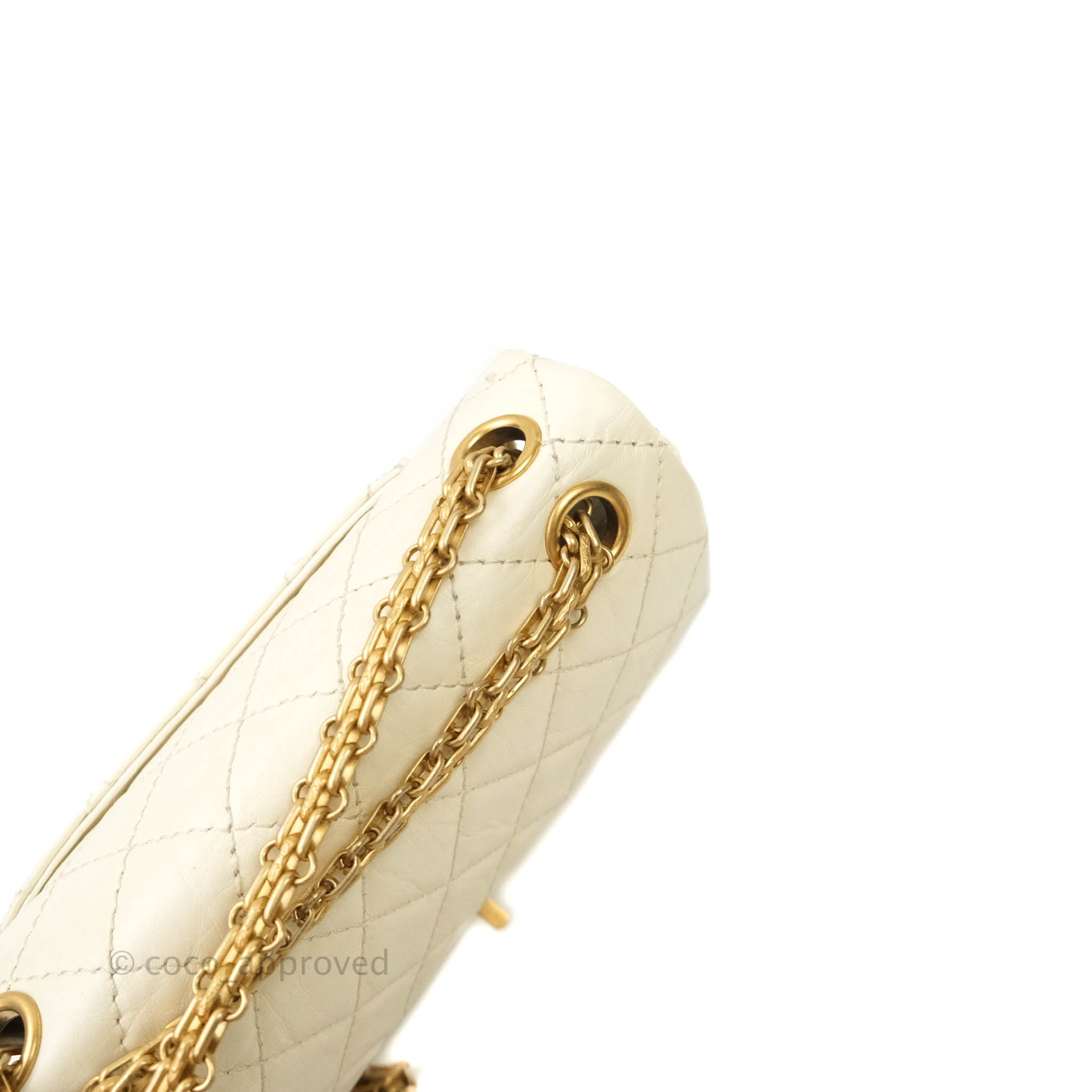 Chanel Mini Reissue 224 White Aged Calfskin Aged Gold Hardware